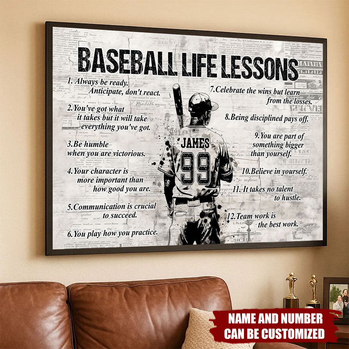 Baseball Life Lessons Personalized Canvas Print 3