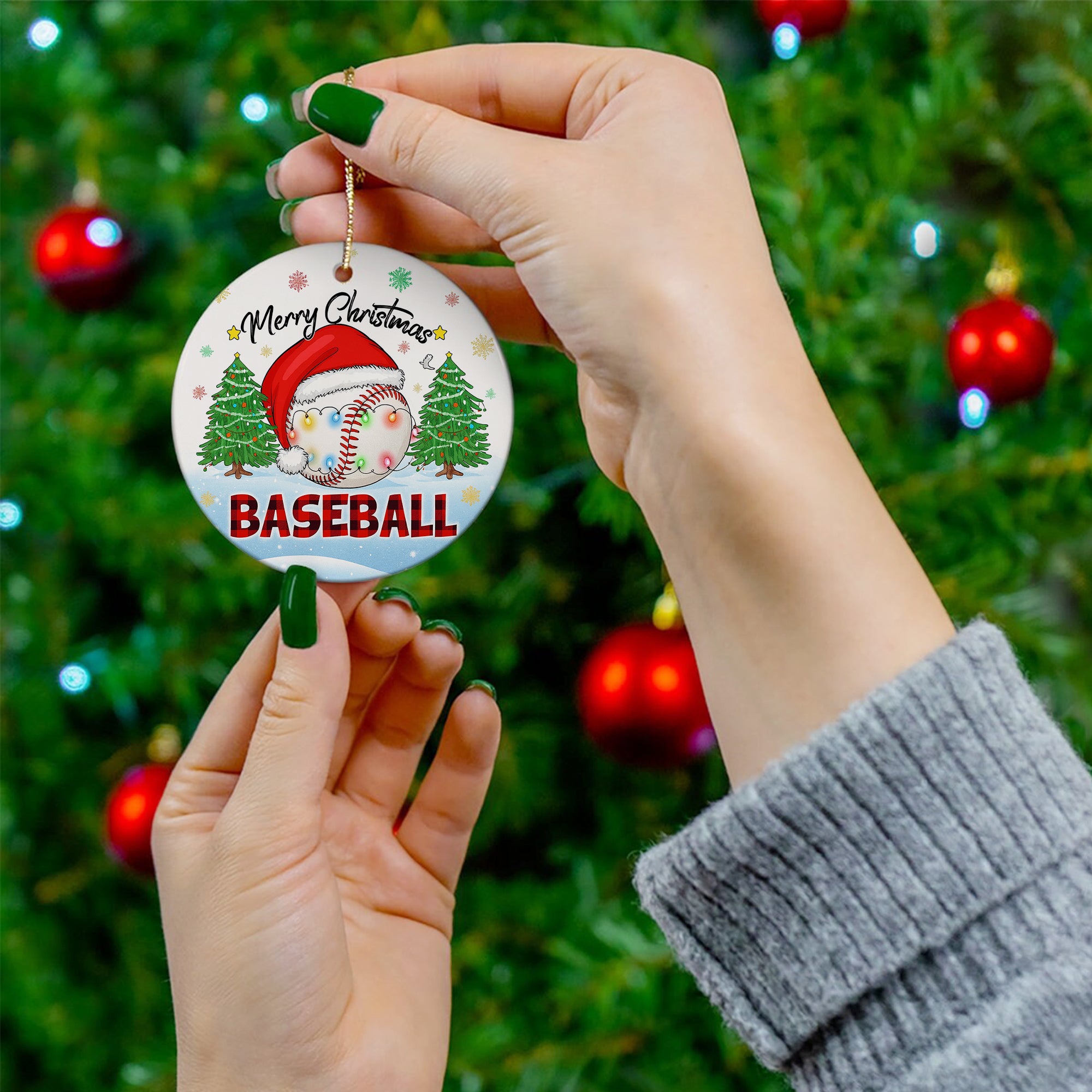 Baseball Merry Christmas Acrylic Ornament – Xmas Tree Decoration, Baseball Ornament 5