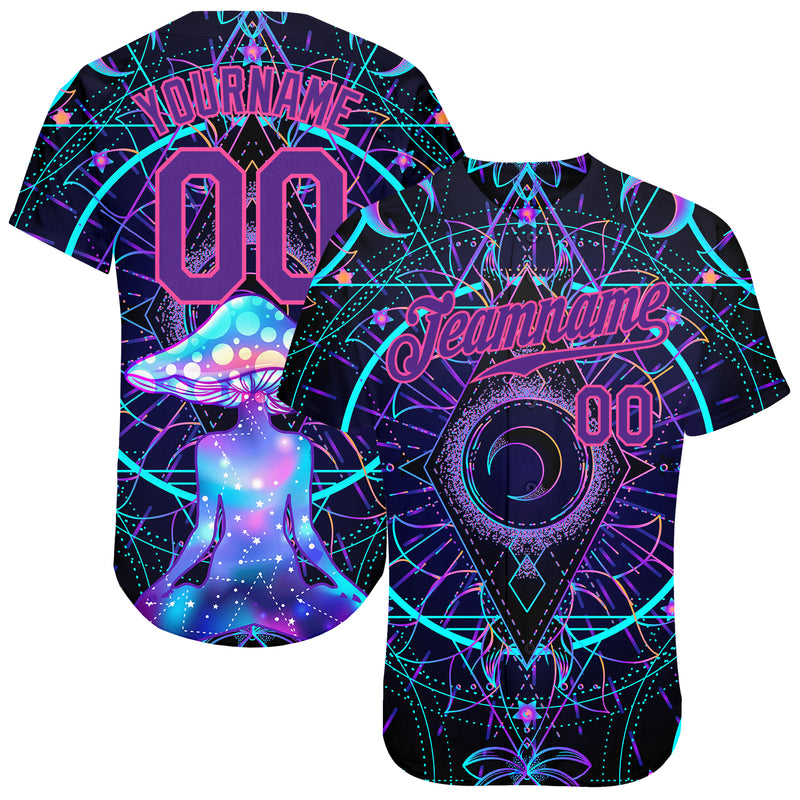 Custom 3D Pattern Design Magic Mushrooms Over Sacred Geometry Psychedelic Hallucination Baseball Jersey - JS77