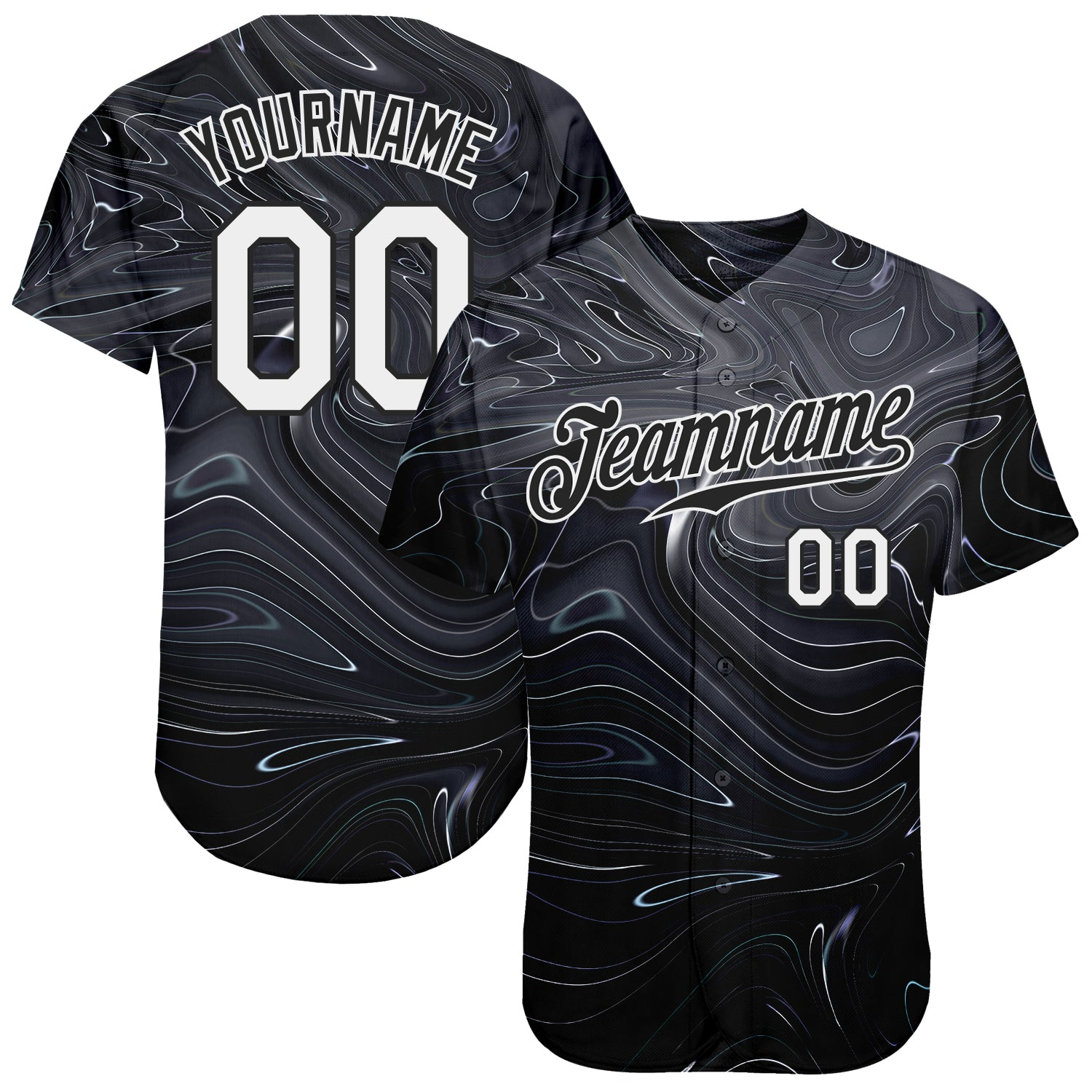 Custom 3D Pattern Design Abstract Liquid Marbling Fluid Art Baseball Jersey