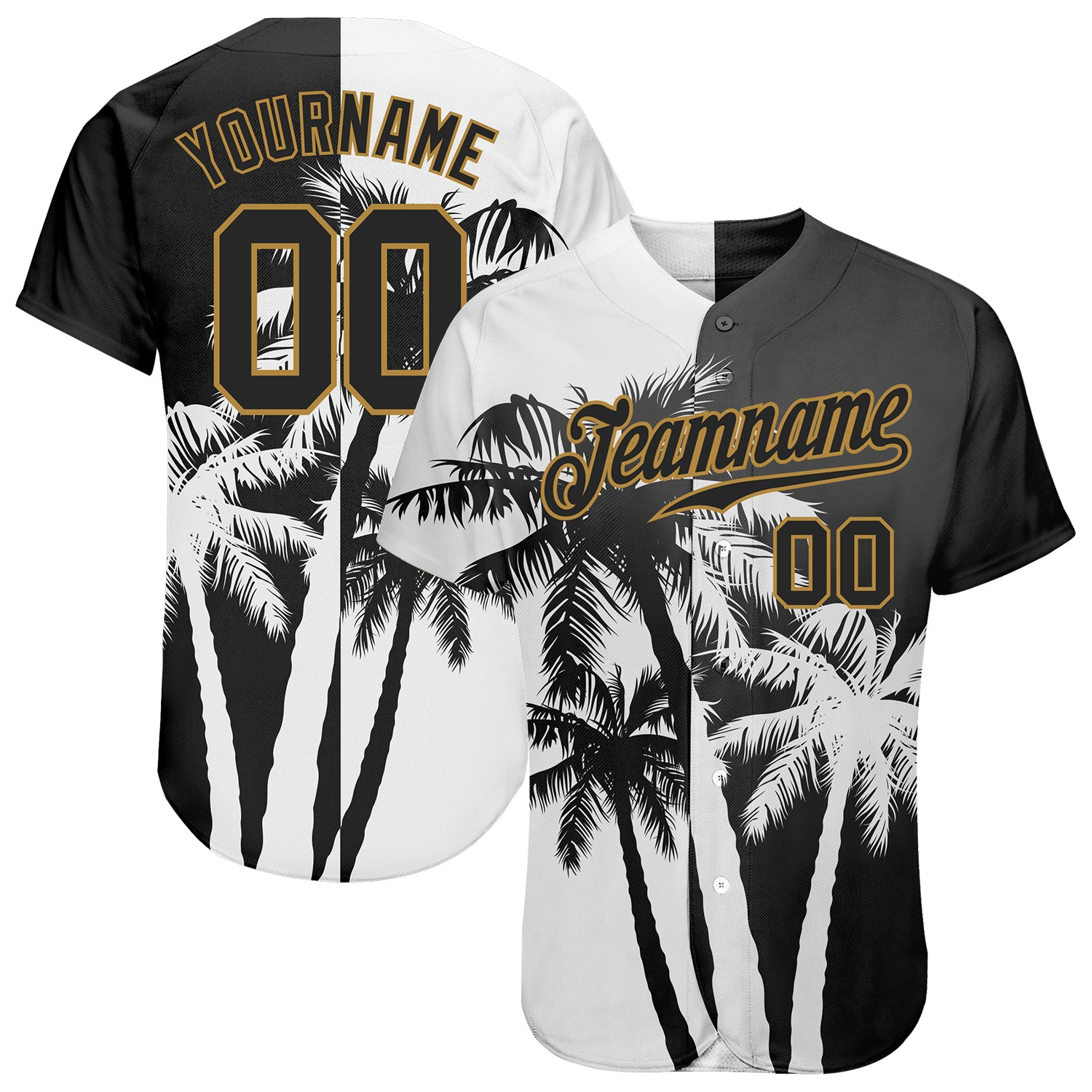 Custom 3D Pattern Design Hawaii Coconut Trees Baseball Jersey