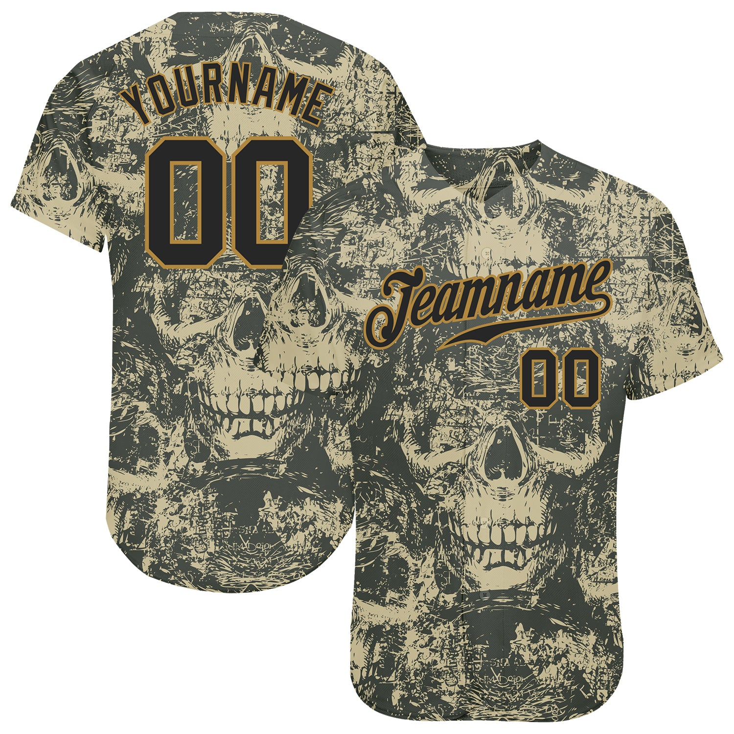 Custom 3D Pattern Halloween Skulls Baseball Jersey