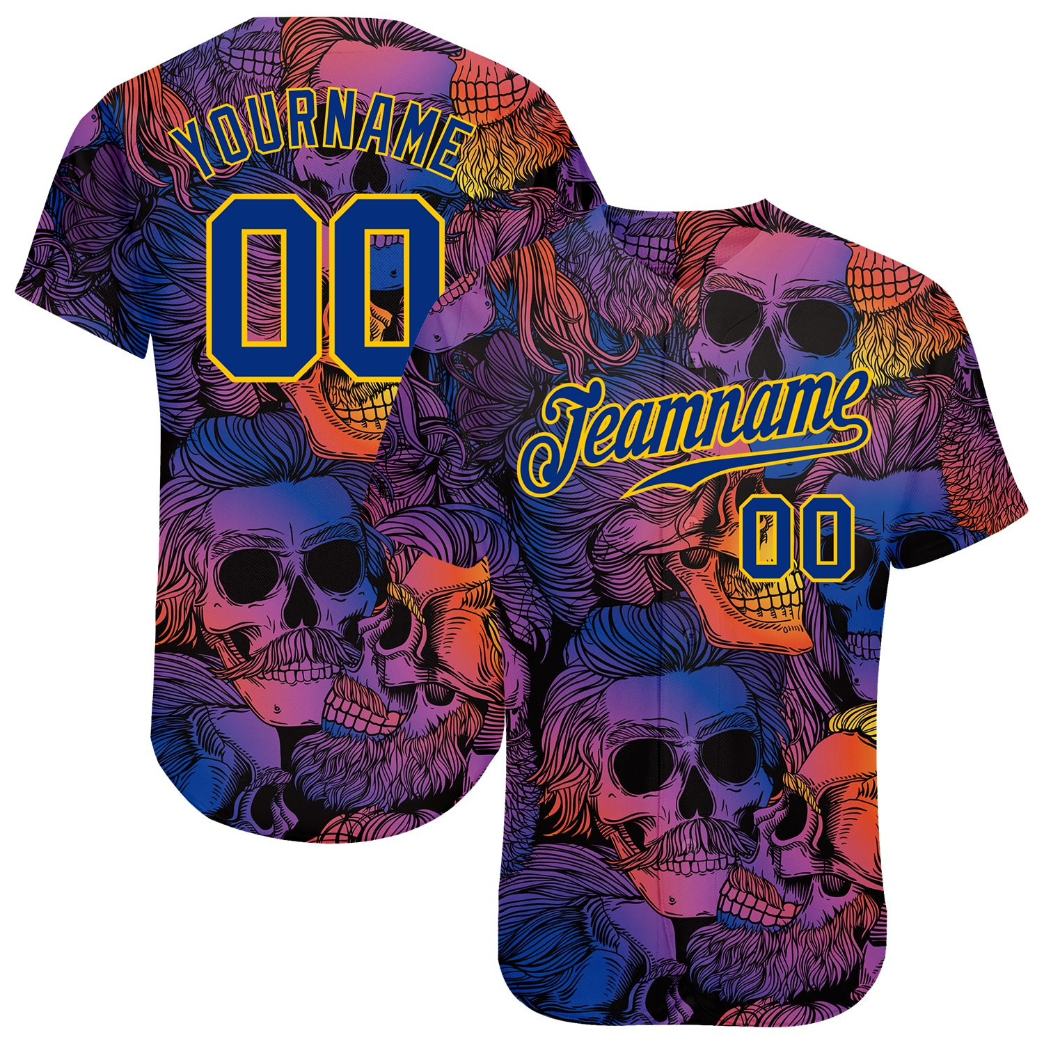 Custom 3D Pattern Halloween Skulls Baseball Jersey