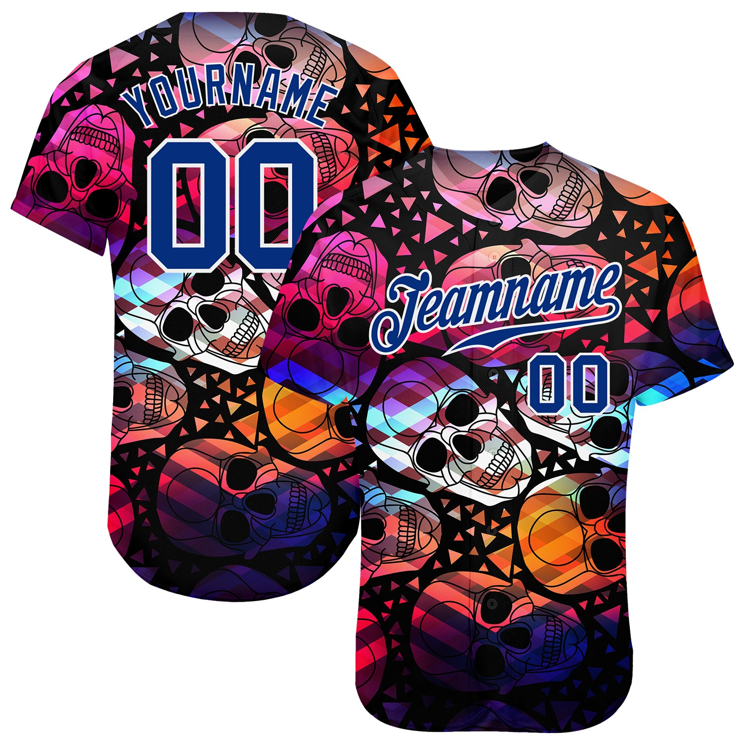 Custom 3D Pattern Halloween Skulls Baseball Jersey