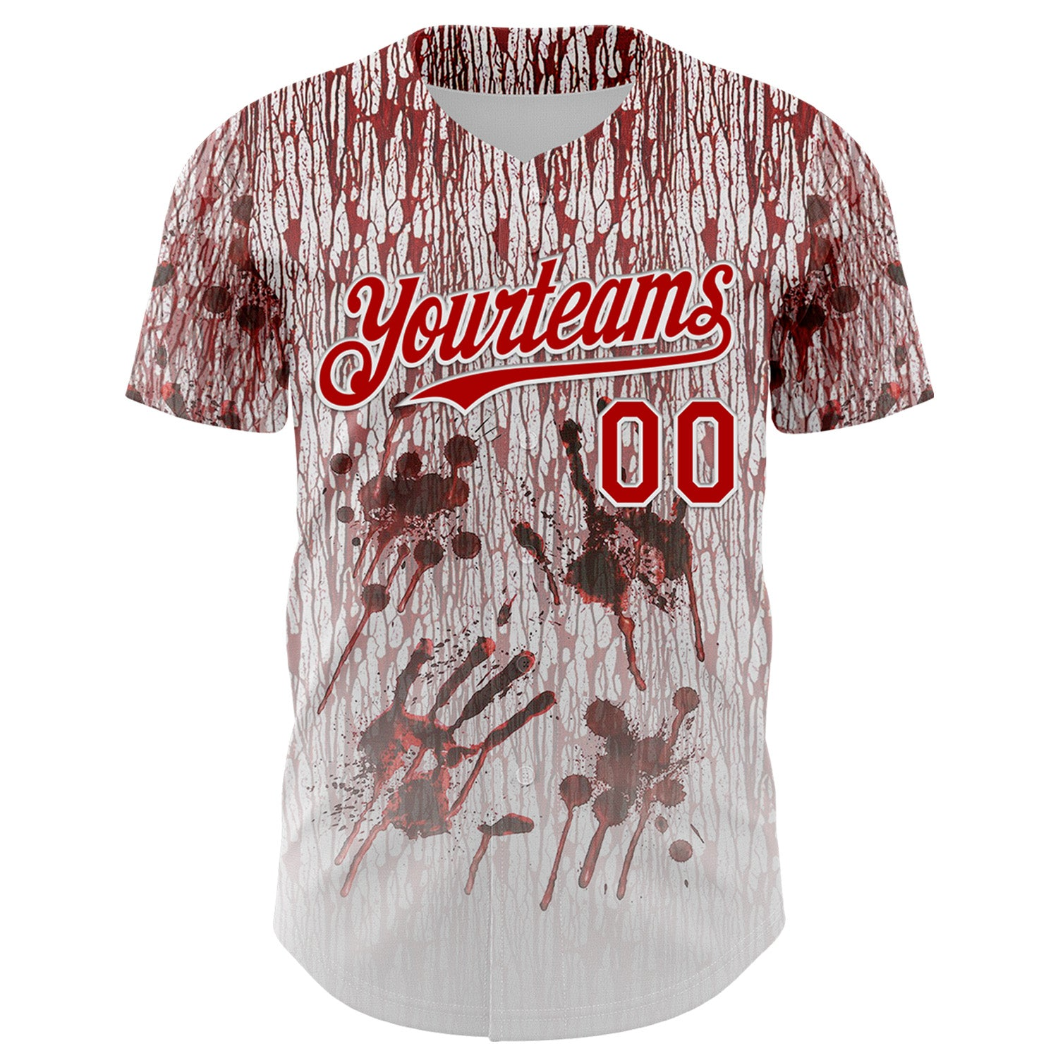 Custom White Red-Black 3D Halloween Creepy Blood Horror Authentic Baseball Jersey - JS67