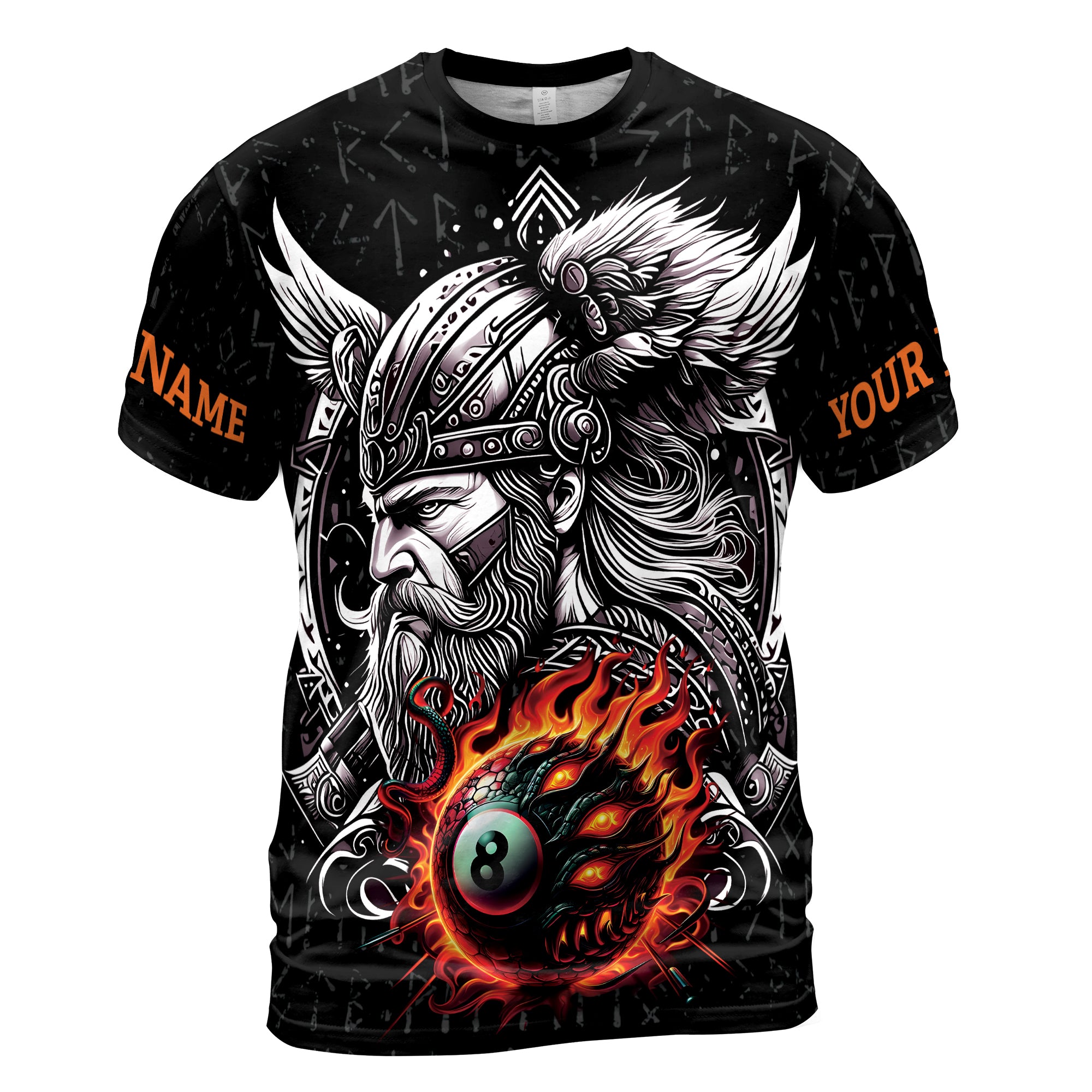 Viking Warrior Billiards T-Shirt 3D 4