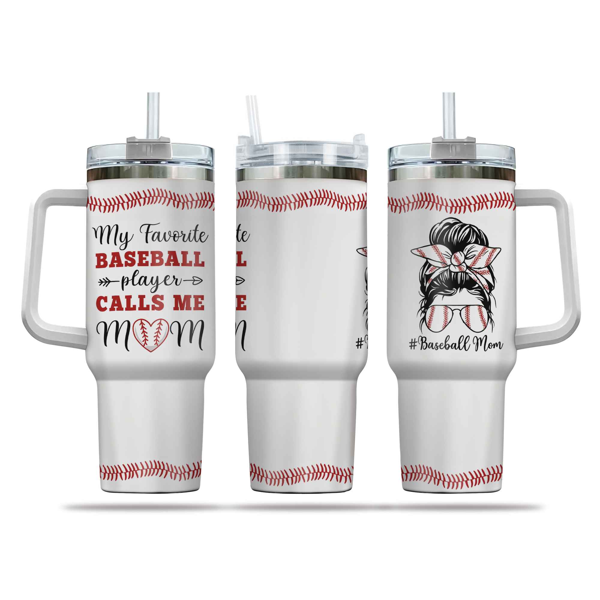 Baseball Mom Gifts Birthday Christmas From Kids Friends With Handle Tumbler 40oz