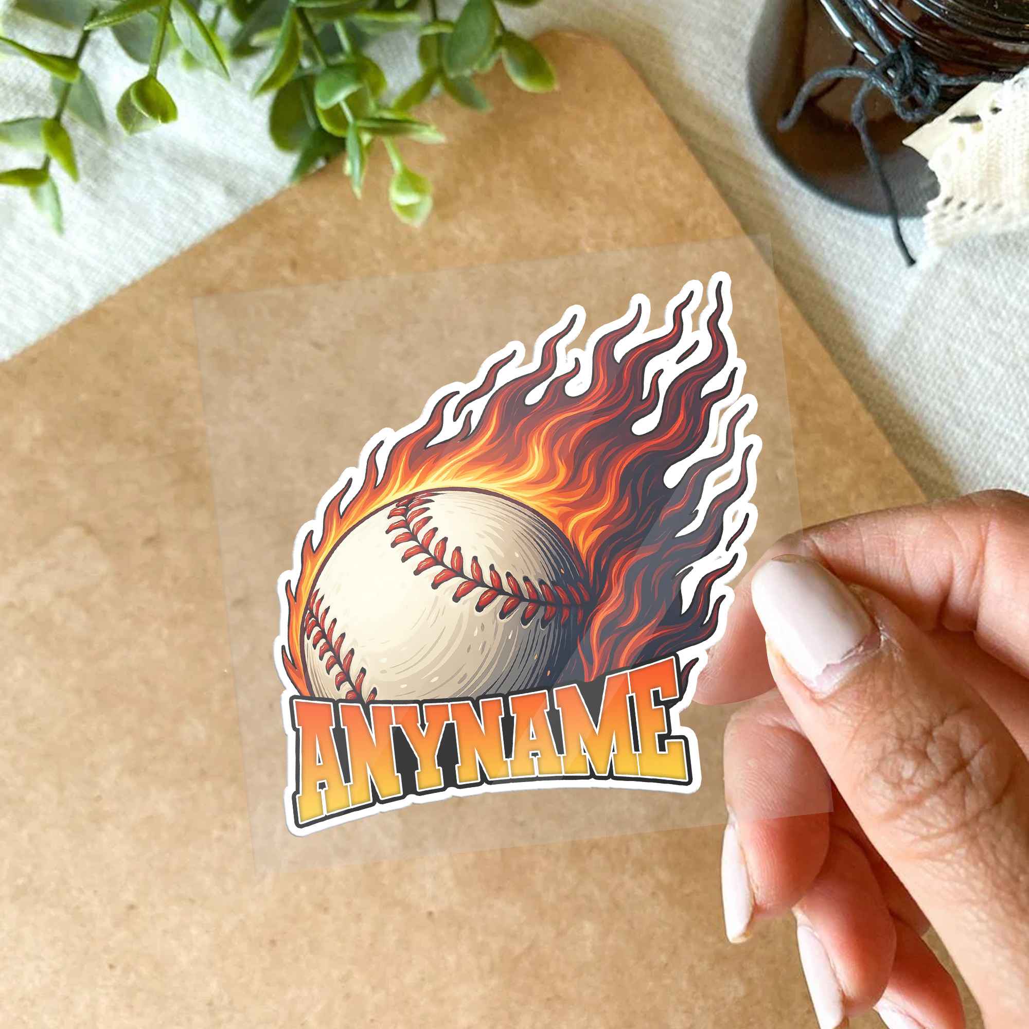 Baseball Flame Die Cut Sticker 3
