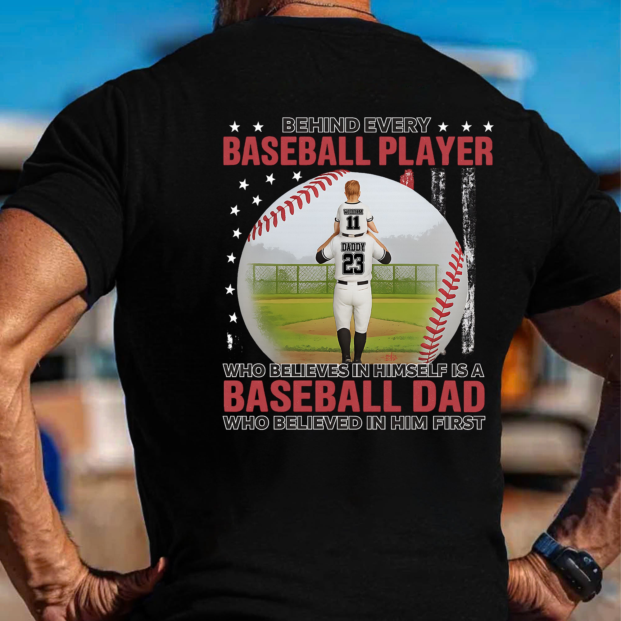 Behind Every Baseball Player Is A Dad Personalized T-Shirt