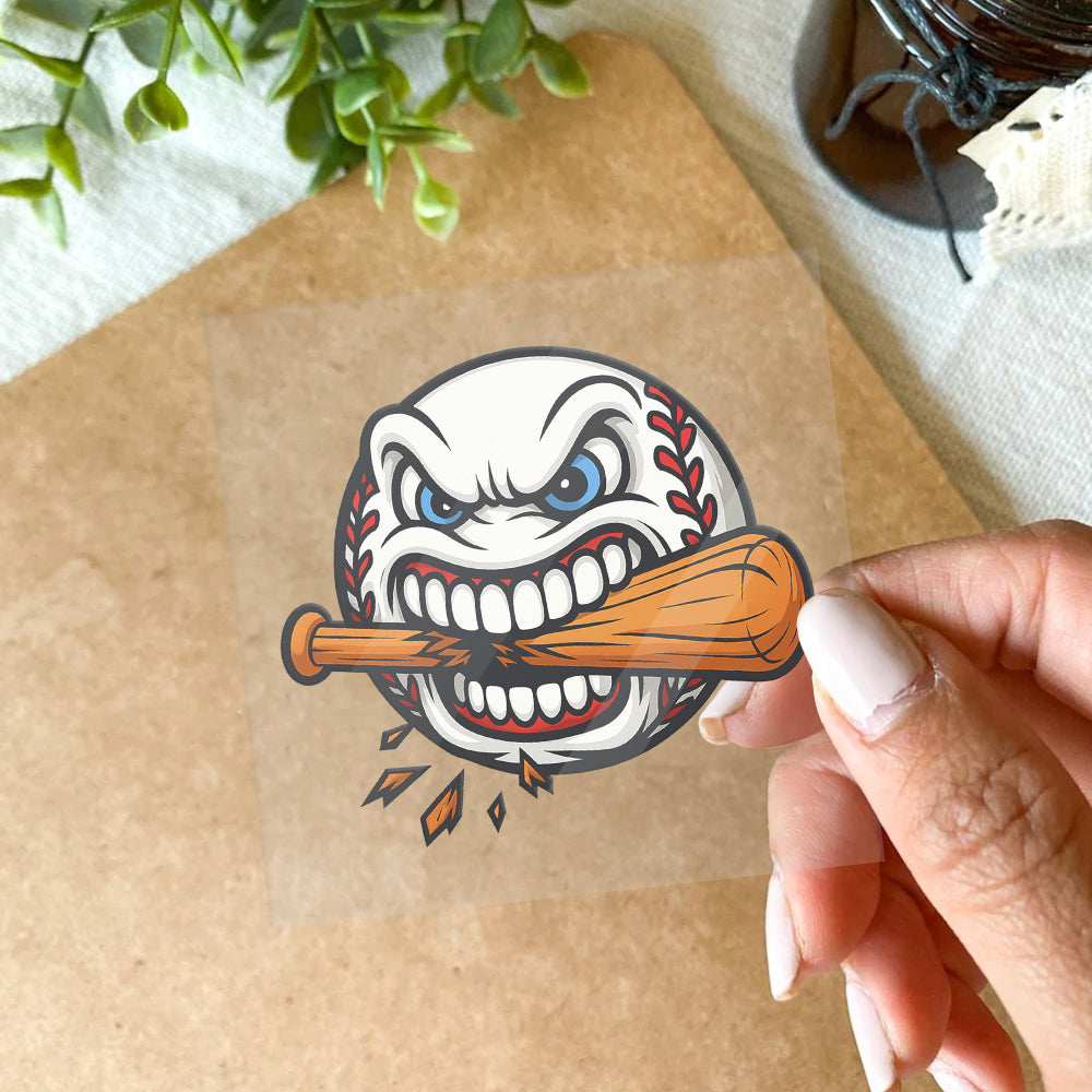 Angry Baseball Cartoon Biting Bat Sports Art Illustration Sticker 5