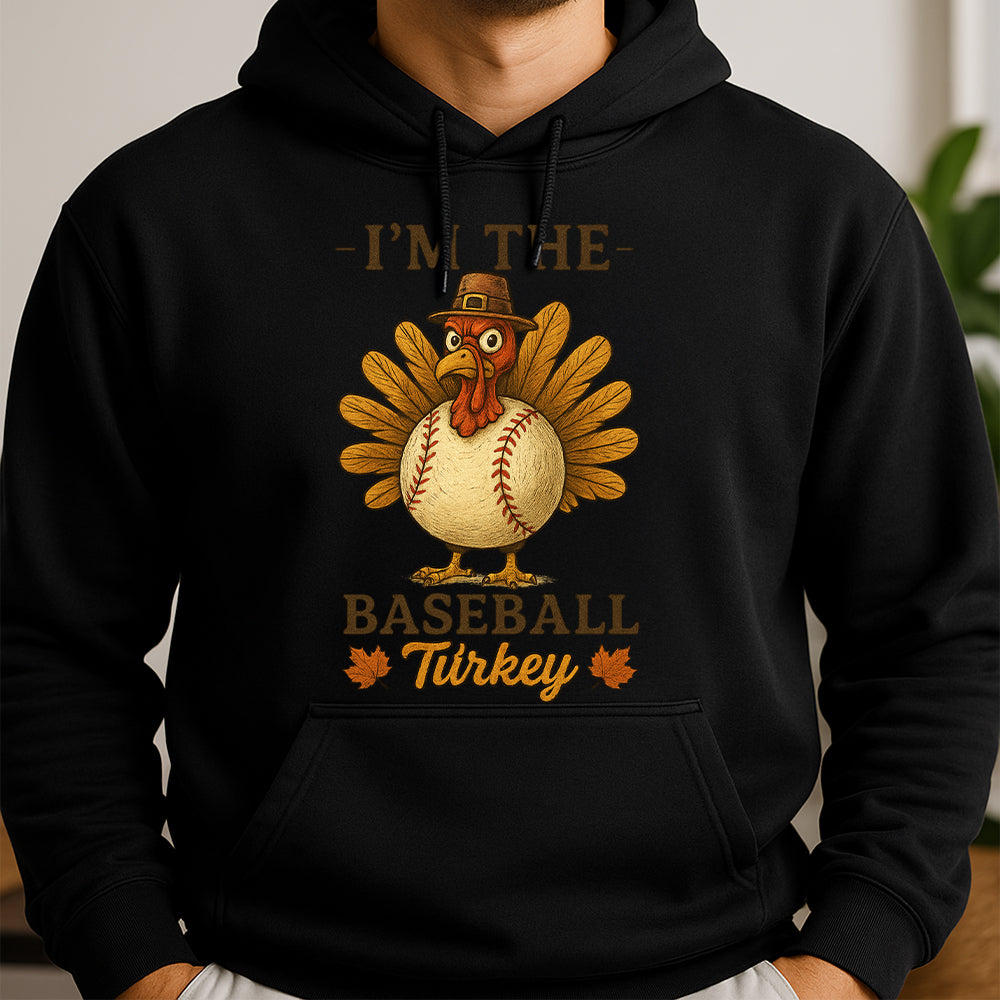 Thanksgiving Baseball Turkey, Funny Thankful Gift for Baseball Lovers Hoodie 3