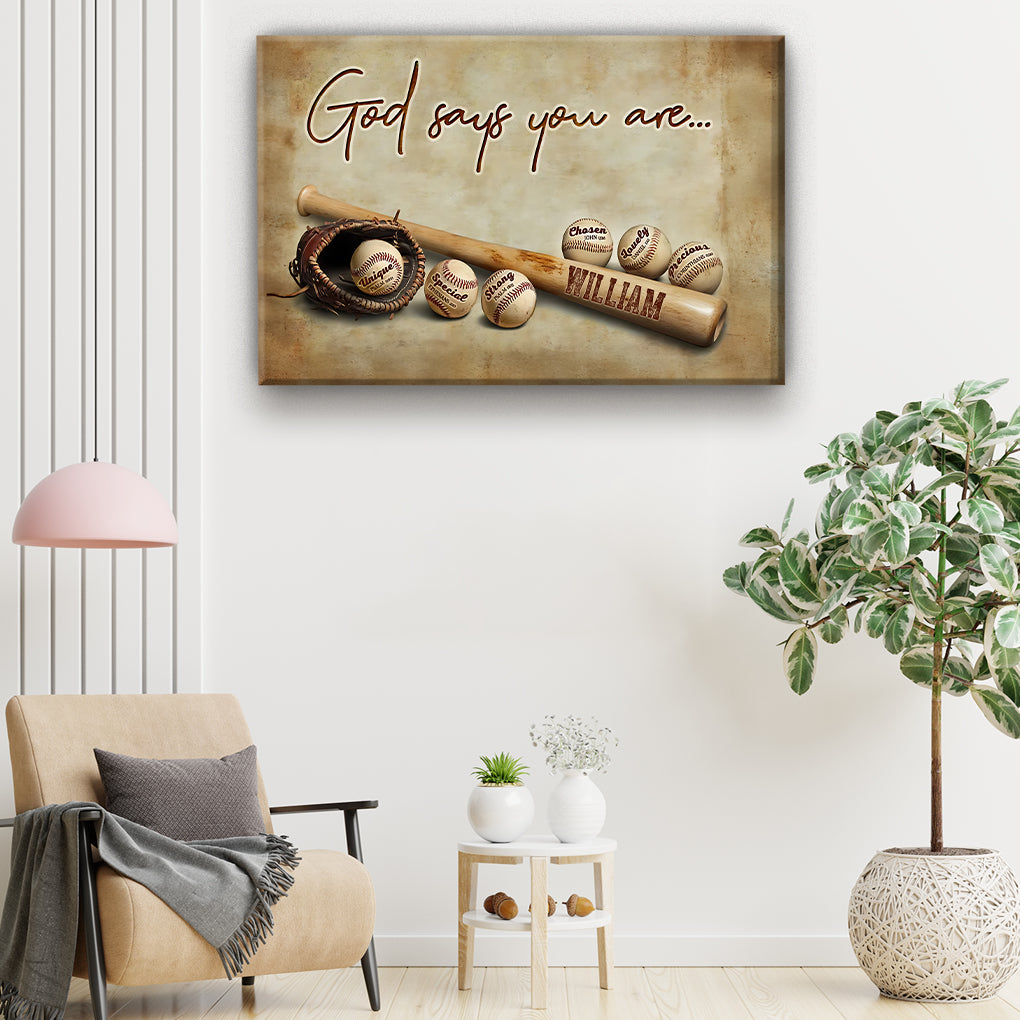 God Says You Are Unique Chosen Baseball Painting Wall Art Decor Poster Gift For Baseball Lovers Canvas