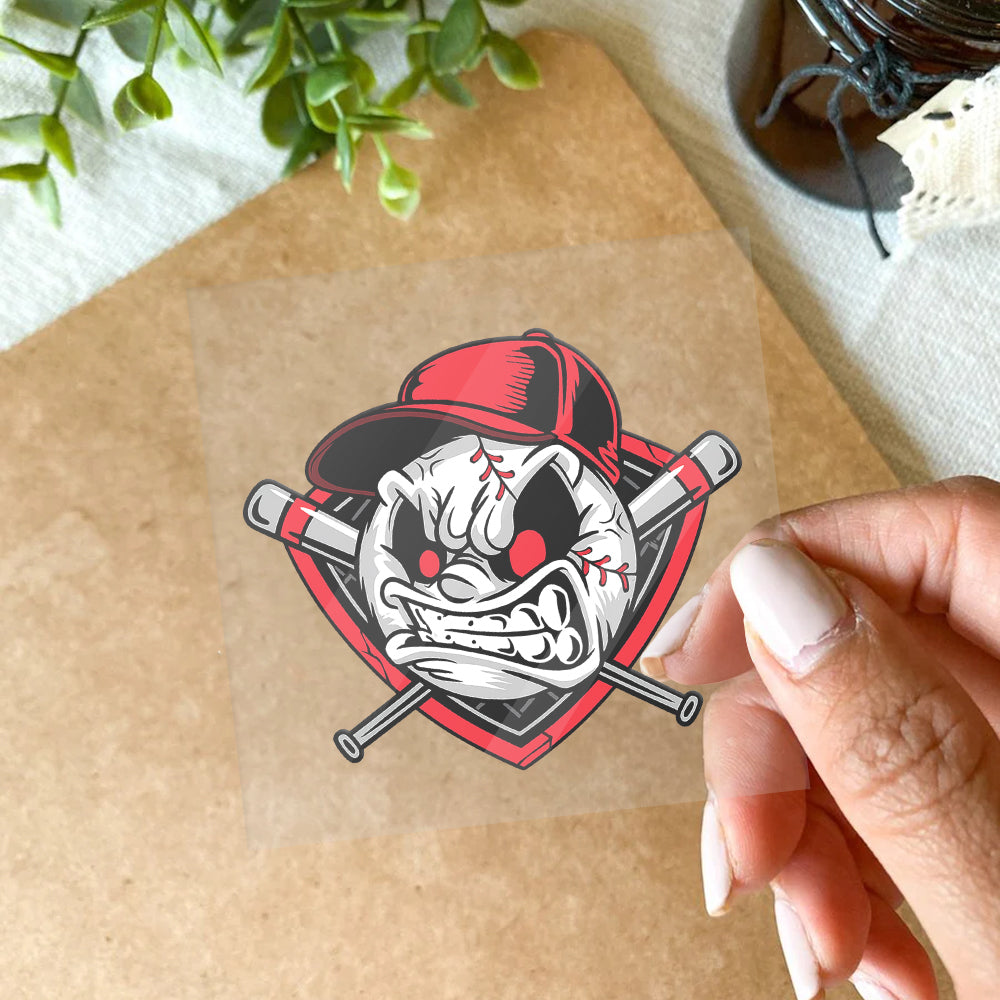 Angry Baseball Face with Bats – Cool Sports Design, Waterproof Vinyl Sticker 5
