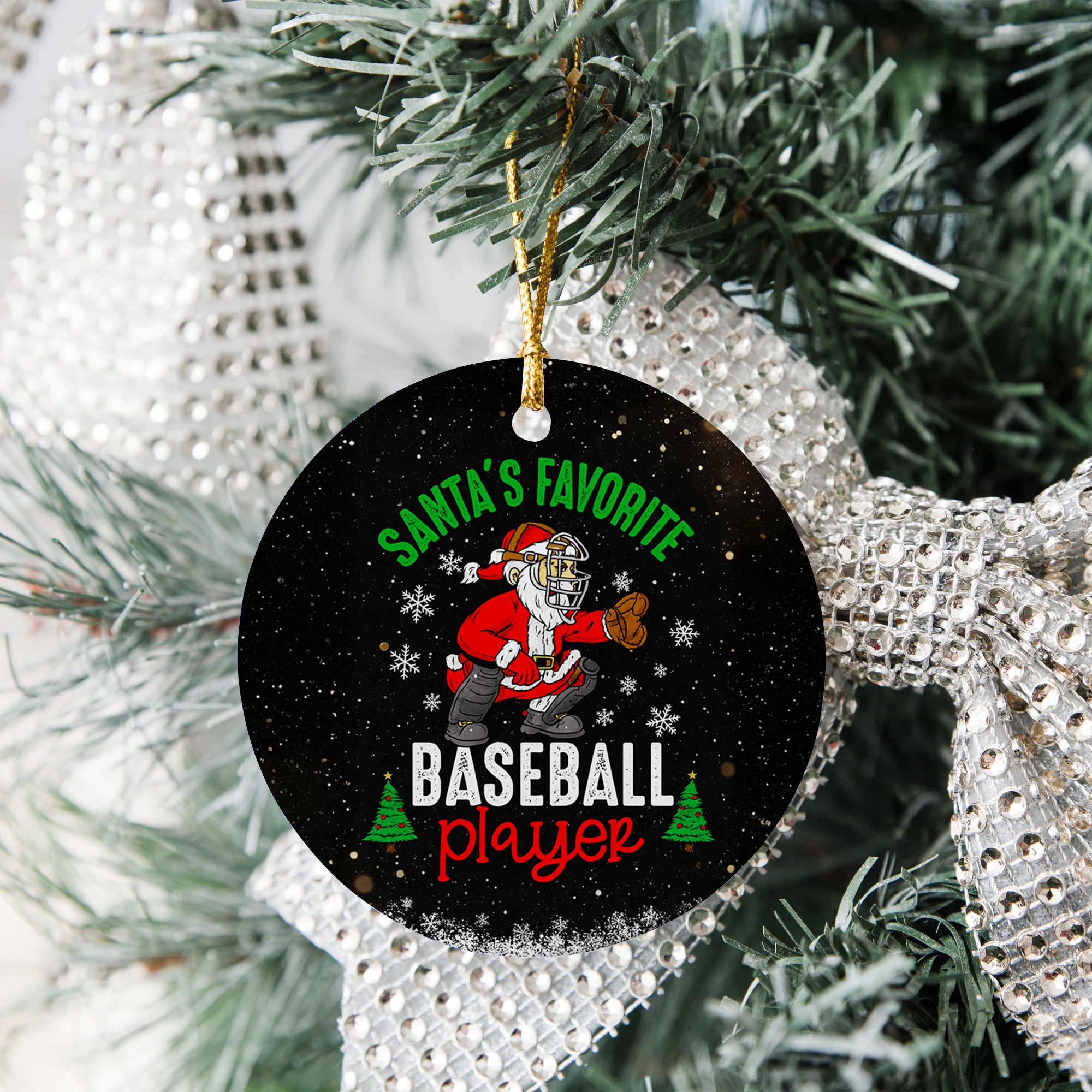 Santa's Favorite Baseball Player Acrylic Ornament – Tree Decor Gifts for Tennis Player, Gift-Ready Keepsake for Tennis Enthusiasts, Family, Friends Christmas Ornament