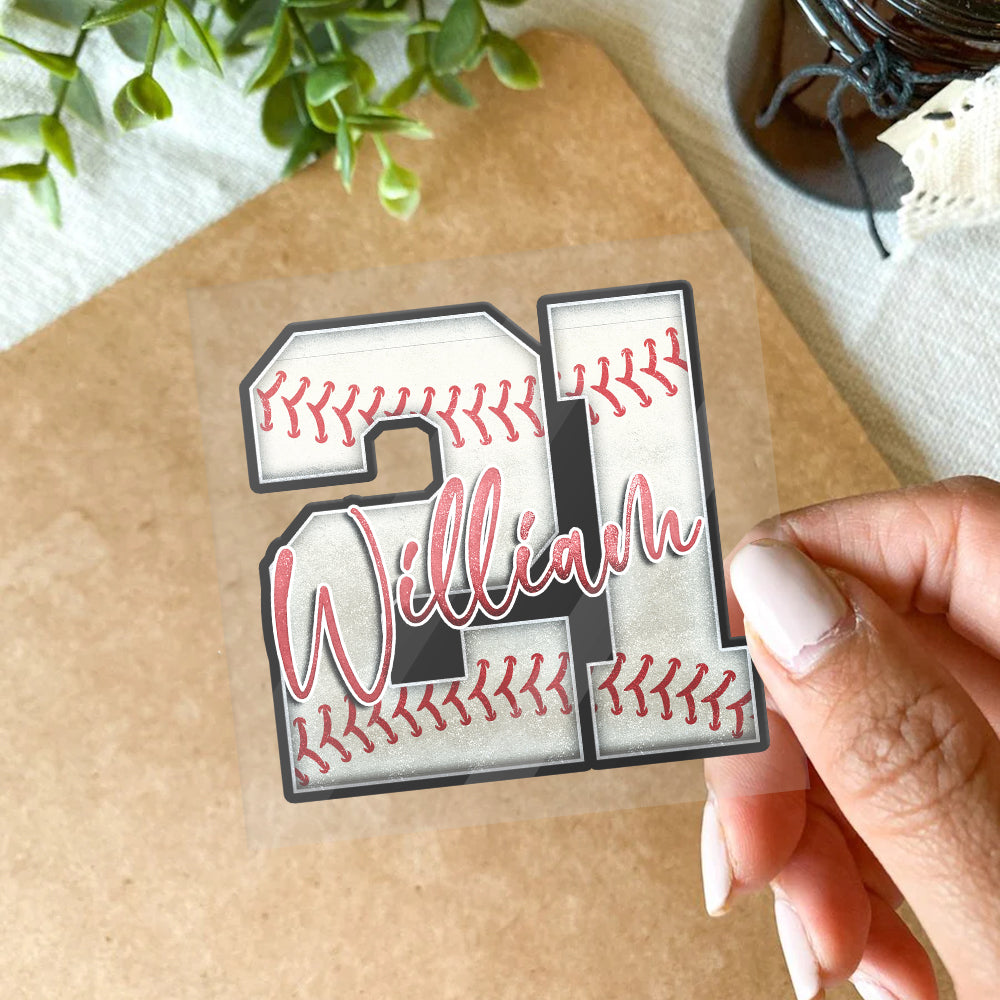 Custom Baseball Sticker – Your Name & Jersey Number Vinyl Decal 3