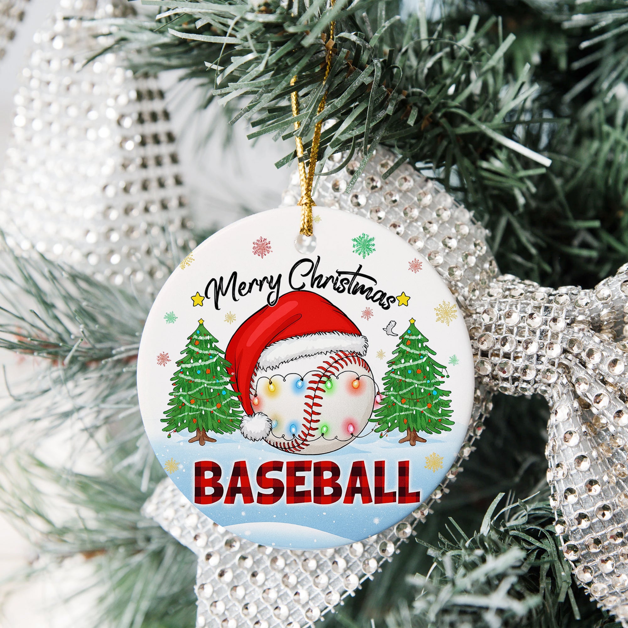 Baseball Merry Christmas Acrylic Ornament – Xmas Tree Decoration, Baseball Ornament 3