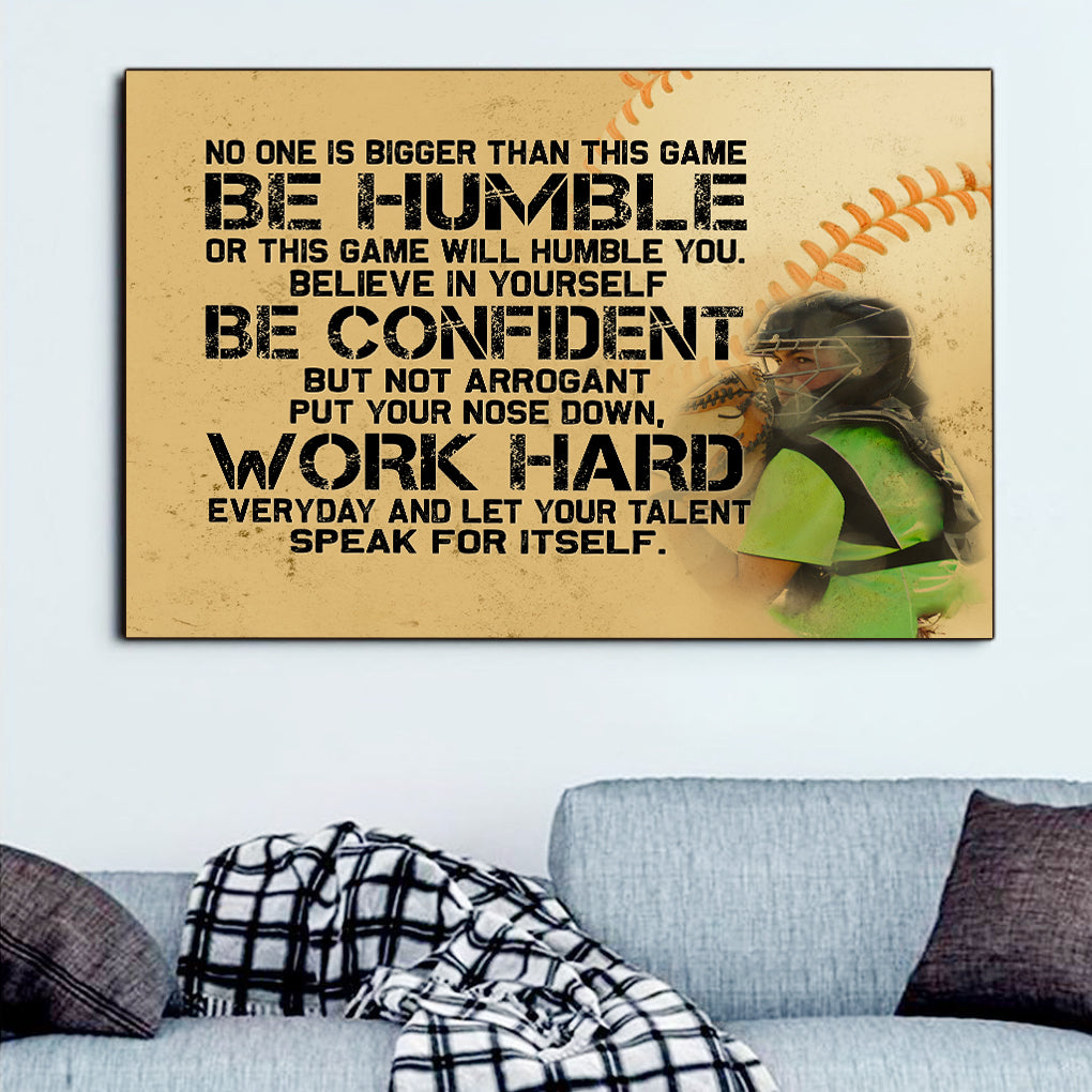 Custom Photo No One Is Bigger Than This Game Be Humble Baseball Canvas Wall Art 4