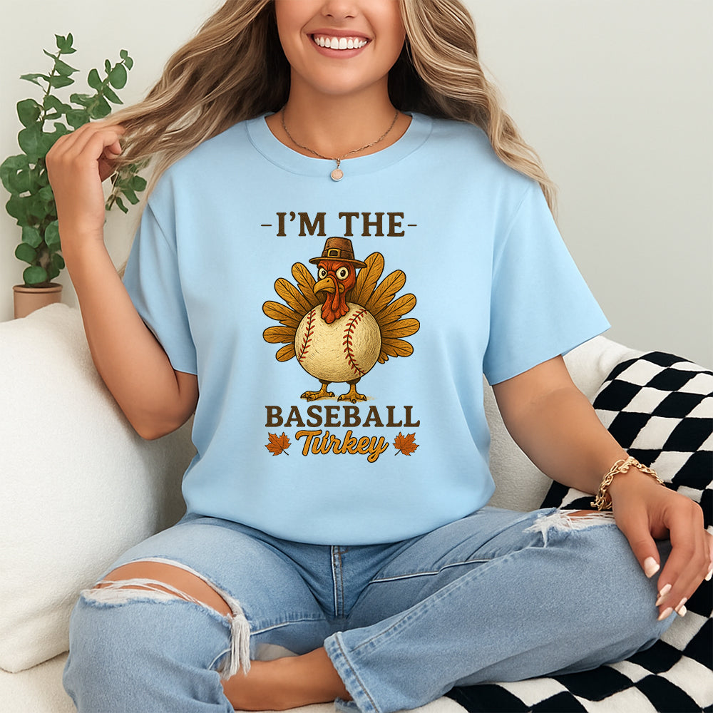 Thanksgiving Baseball Turkey, Funny Thankful Gift for Baseball Lovers T-Shirt 4