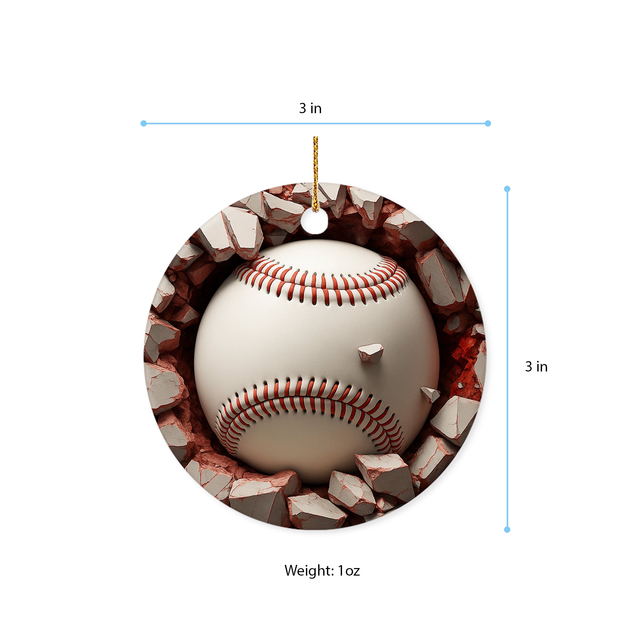 Christmas Tree Xmas Indoor Decor, Sport Gift Exchange Holiday, Baseball Break Through Acrylic Ornament 5