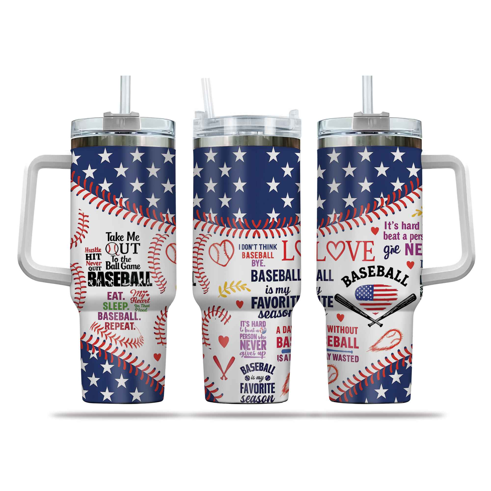 Baseball Stainless Steel Insulated Travel Tumbler Gift for Mom Dad Coach Fan Sport Lovers Tumbler 40oz
