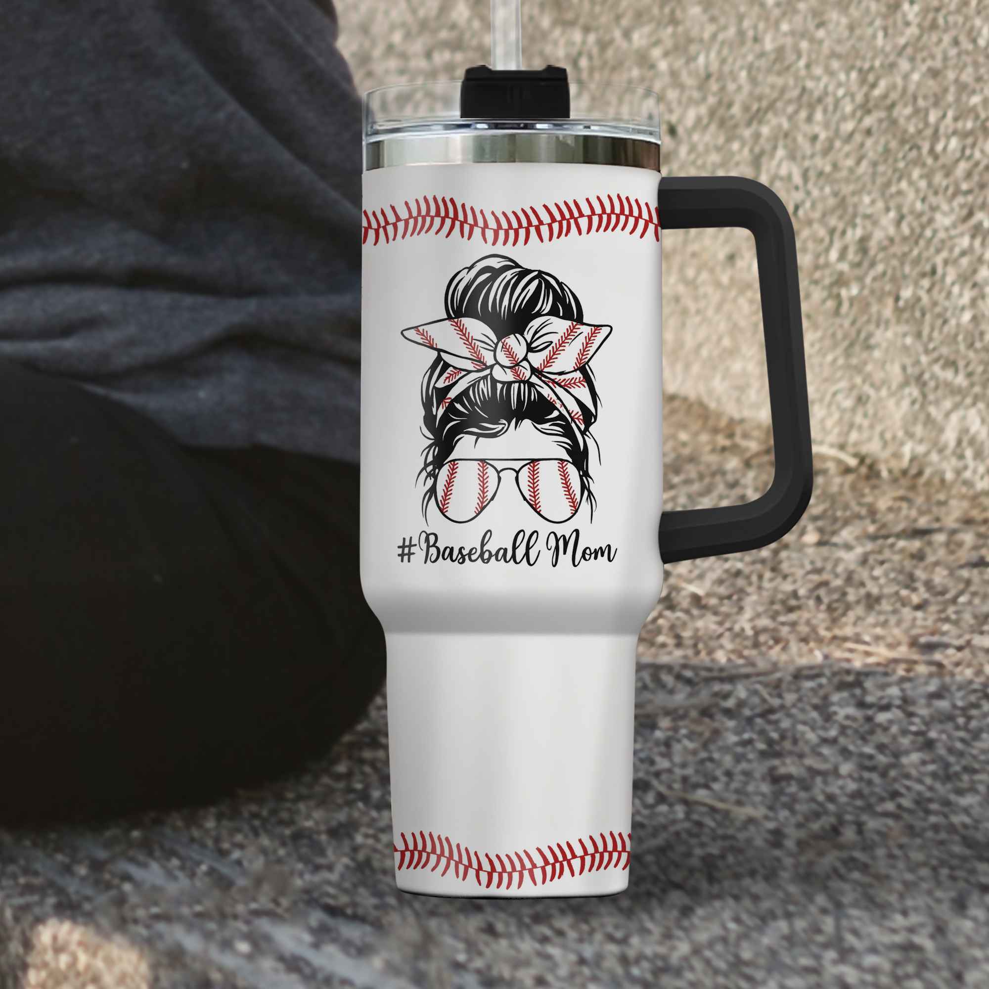 Baseball Mom Gifts Birthday Christmas From Kids Friends With Handle Tumbler 40oz 5