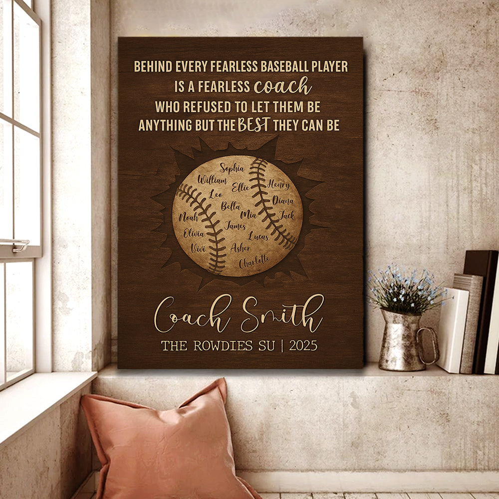 Personalized Baseball Coach Gift – Custom Team Names Thank You Plaque – Rustic Sports Keepsake Wall Art Canvas 5