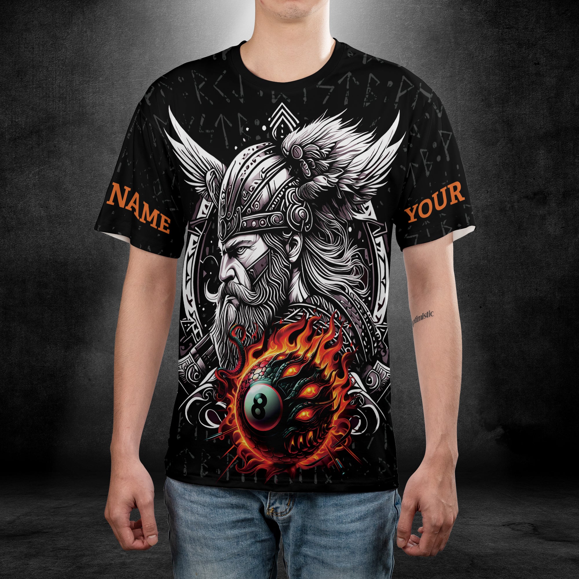 Viking Warrior Billiards T-Shirt 3D 5