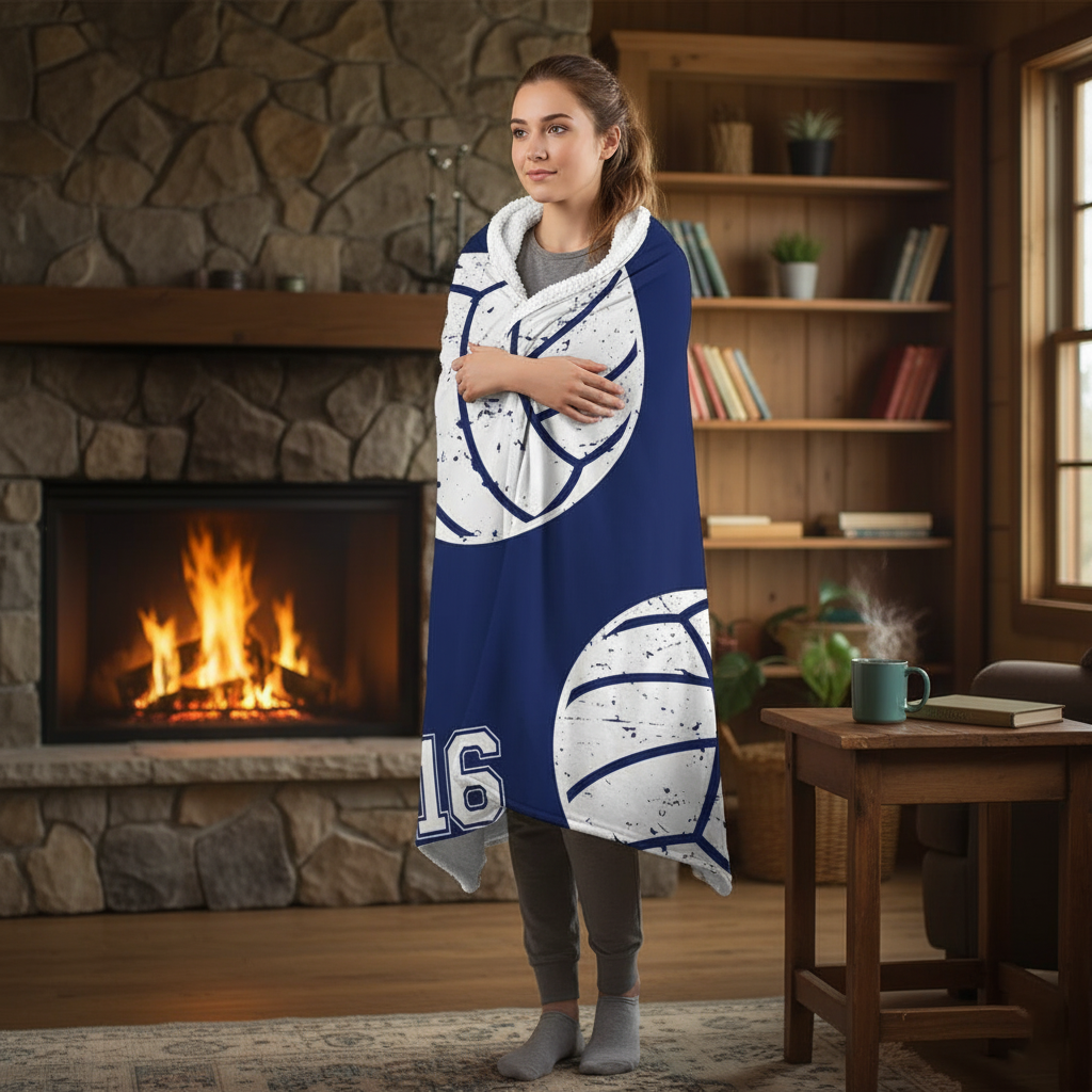 Personalized Volleyball Blanket Custom Name Number Soft Cozy Sherpa Fleece Throw Blanket for Mom Wife Girlfriend Daughter Team Blanket
