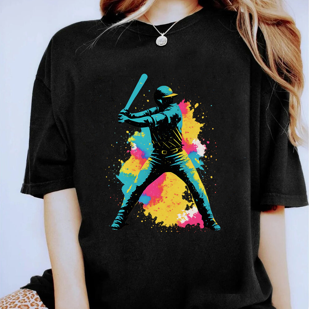 Colorful Baseball Player T-Shirt 4