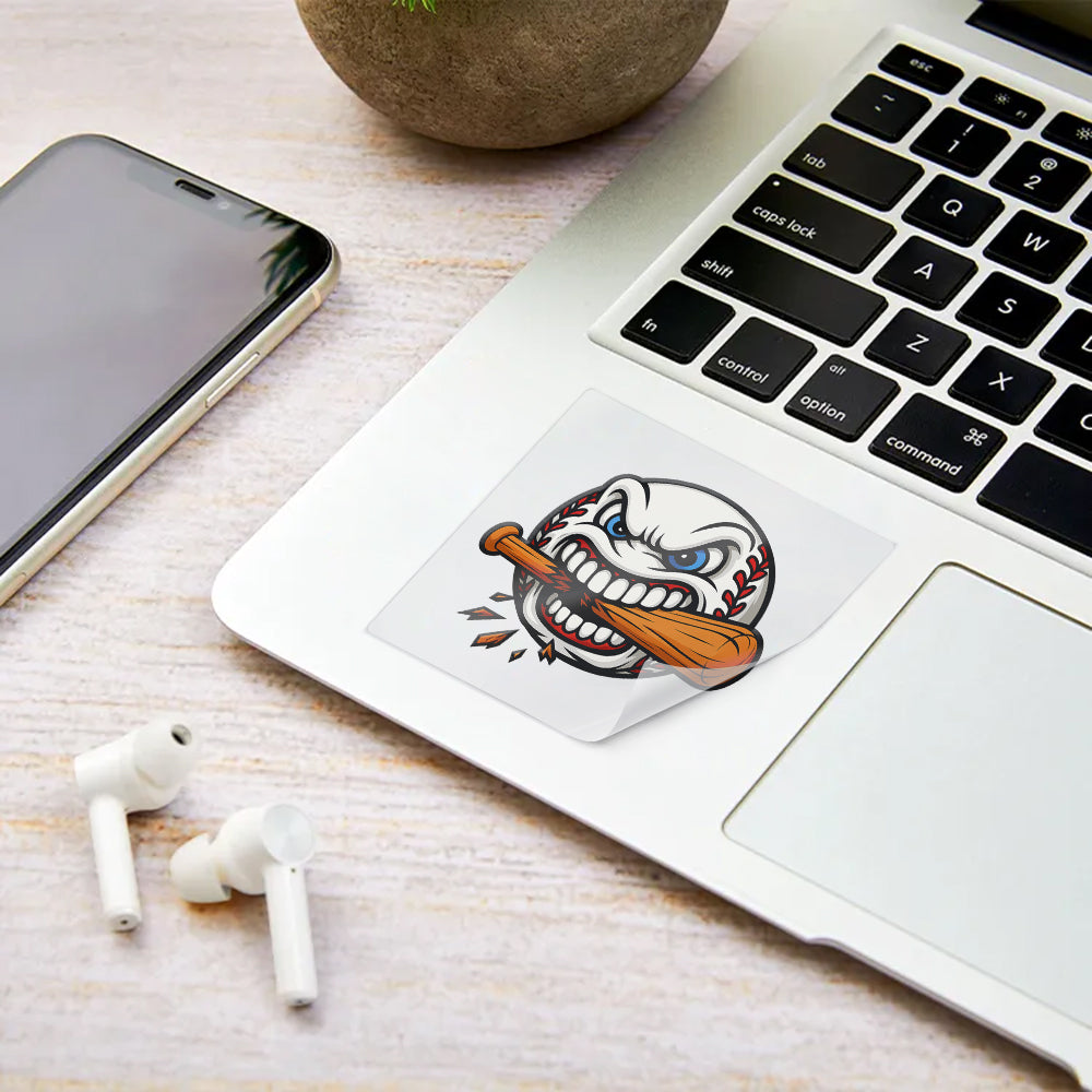 Angry Baseball Cartoon Biting Bat Sports Art Illustration Sticker 3