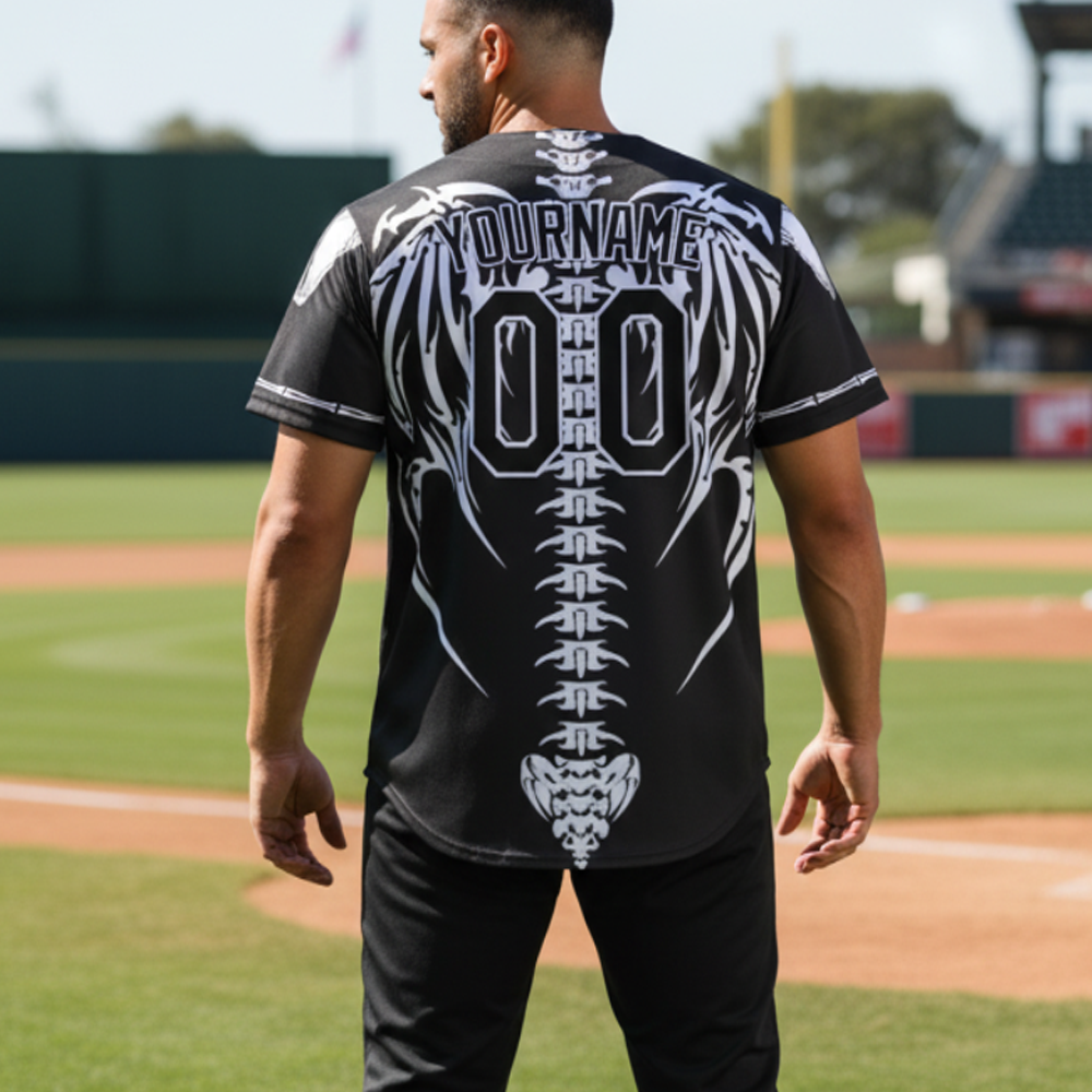 Custom Baseball Rib Cage Skeleton Skull Spine Jersey 3