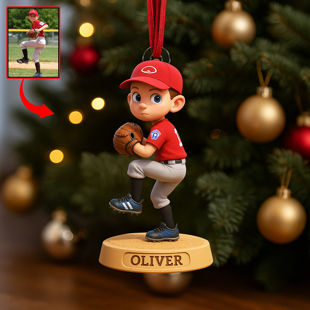 Baseball Kid Custom Photo Gift for Baseball Lovers Acrylic Ornament - OR55 3