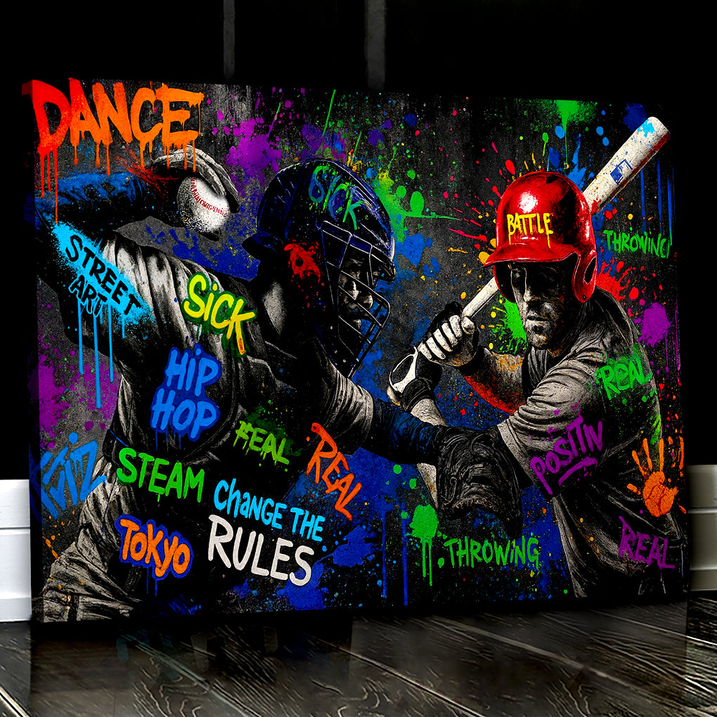 Abstract Street Baseball Graffiti Wall Art Teenager Sports Graffiti Canvas Print Modern Painting for Living Room Bedroom Baseball Canvas