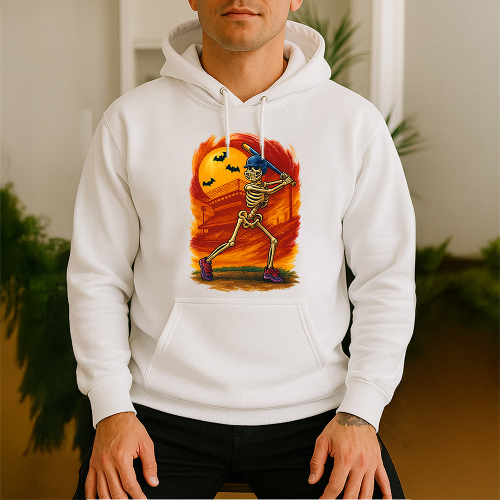 Funny Halloween Baseball Skeleton Plays Baseball, Gift for Baseball Lovers Hoodie