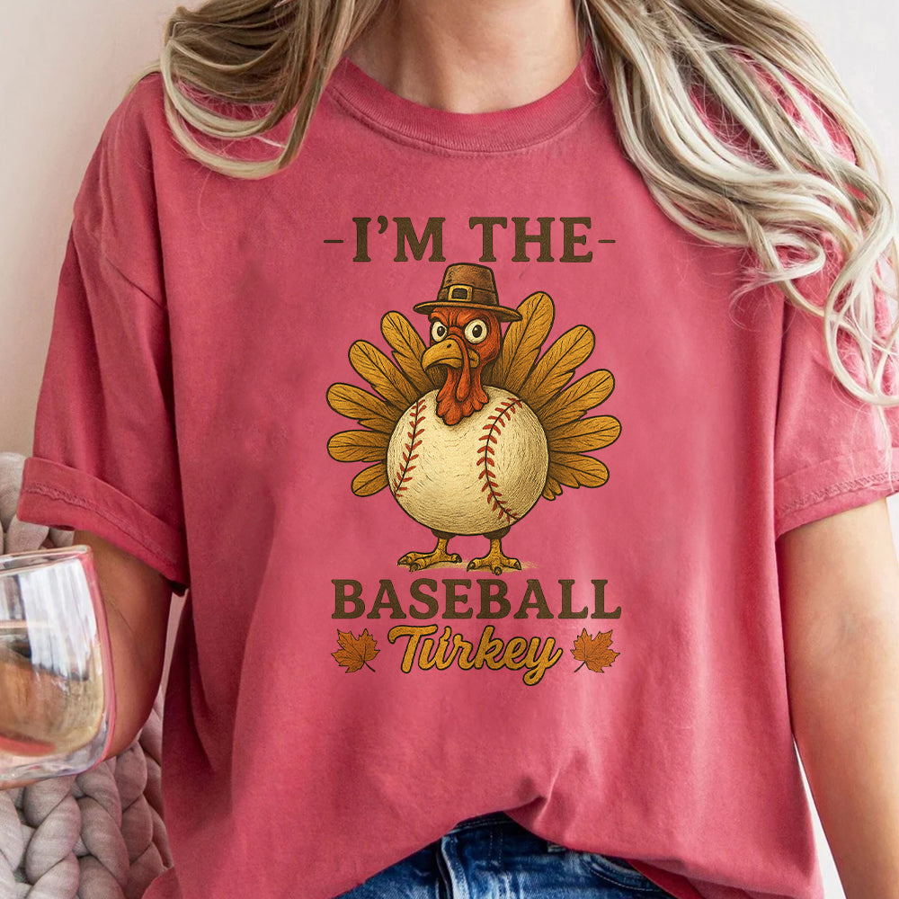 Thanksgiving Baseball Turkey, Funny Thankful Gift for Baseball Lovers T-Shirt 3