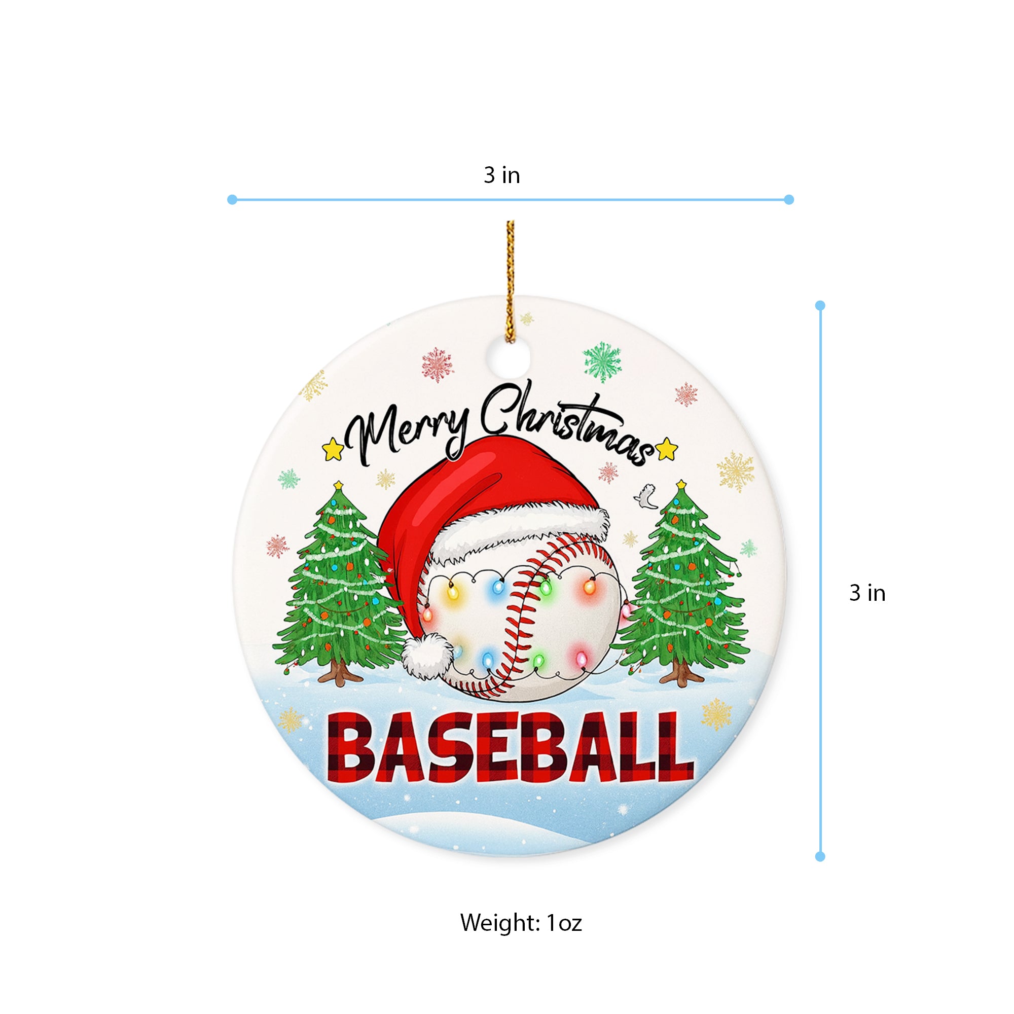 Baseball Merry Christmas Acrylic Ornament – Xmas Tree Decoration, Baseball Ornament 4