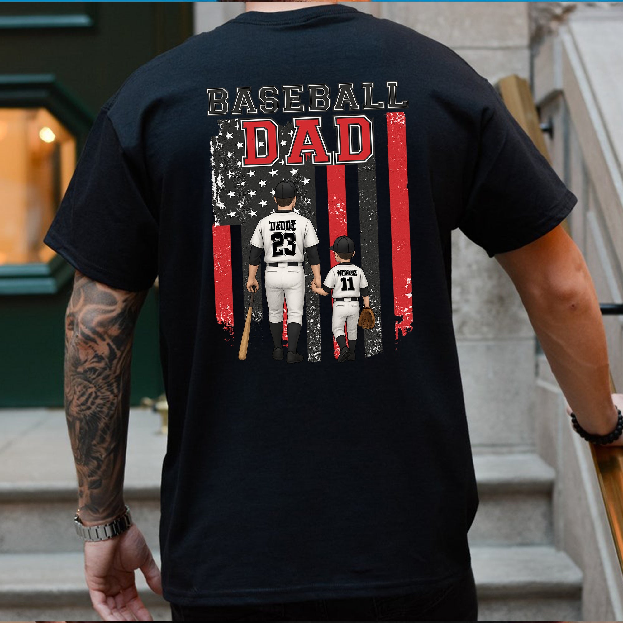 Personalized Baseball Dad And Brother Flag T Shirt