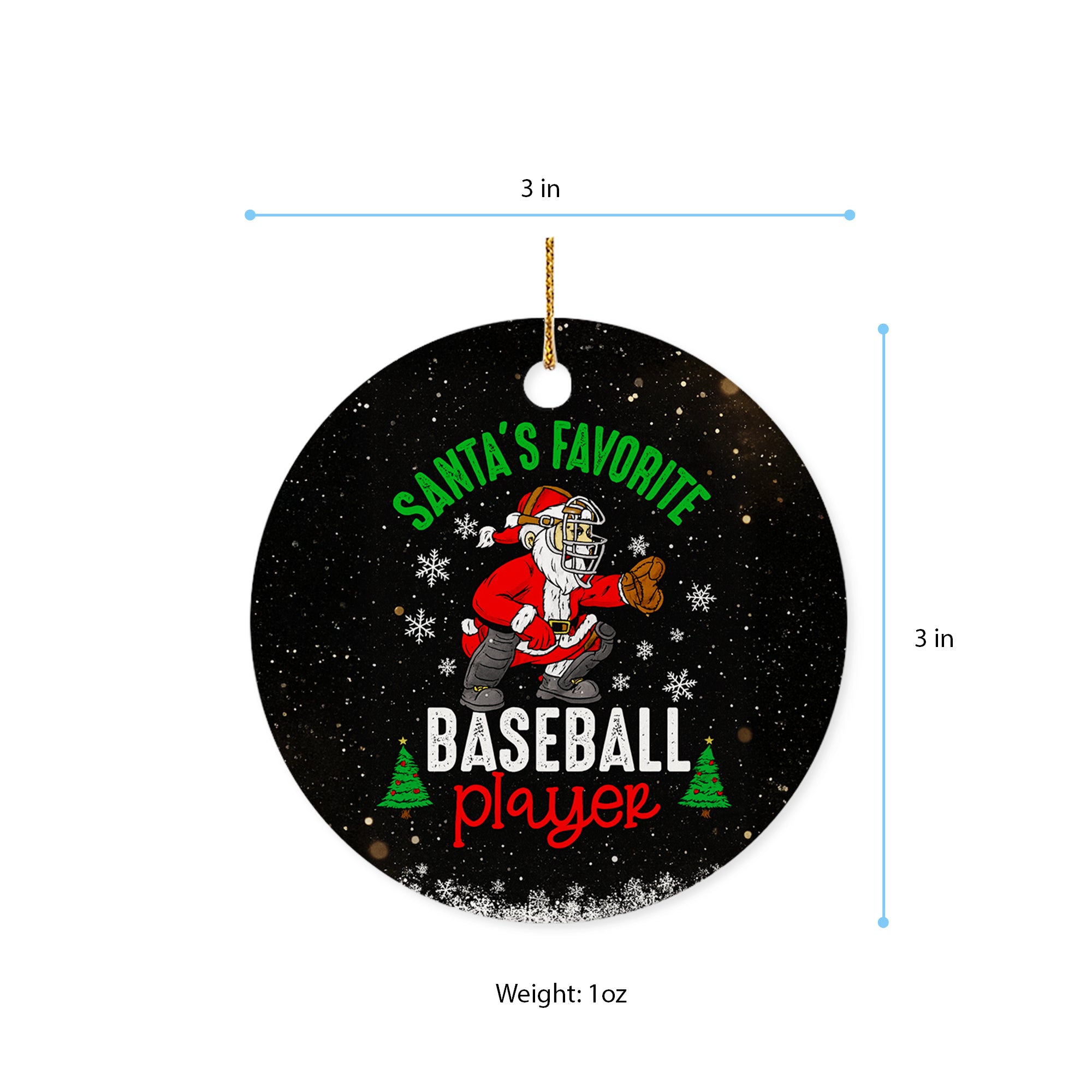 Santa's Favorite Baseball Player Acrylic Ornament – Tree Decor Gifts for Tennis Player, Gift-Ready Keepsake for Tennis Enthusiasts, Family, Friends Christmas Ornament 3