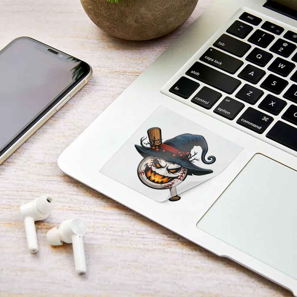 Halloween Baseball Sticker – Scary Pumpkin Face with Witch Hat & Bat, Waterproof Sports Decal for Car, Laptop & Helmet 4
