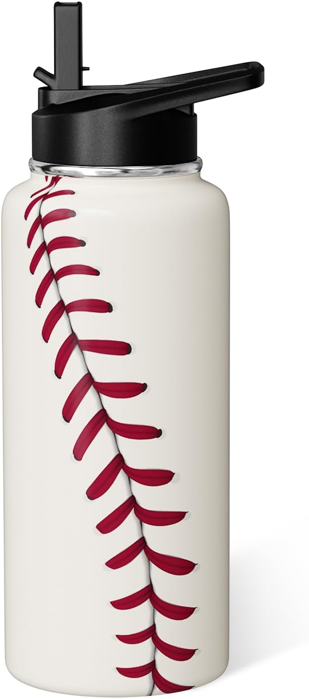 Baseball Water Bottle – 32oz 40oz Insulated Sports Bottle, Baseball Gifts for Men Women, Coach, Players, Fans, Boys & Girls Accessories Water Bottle