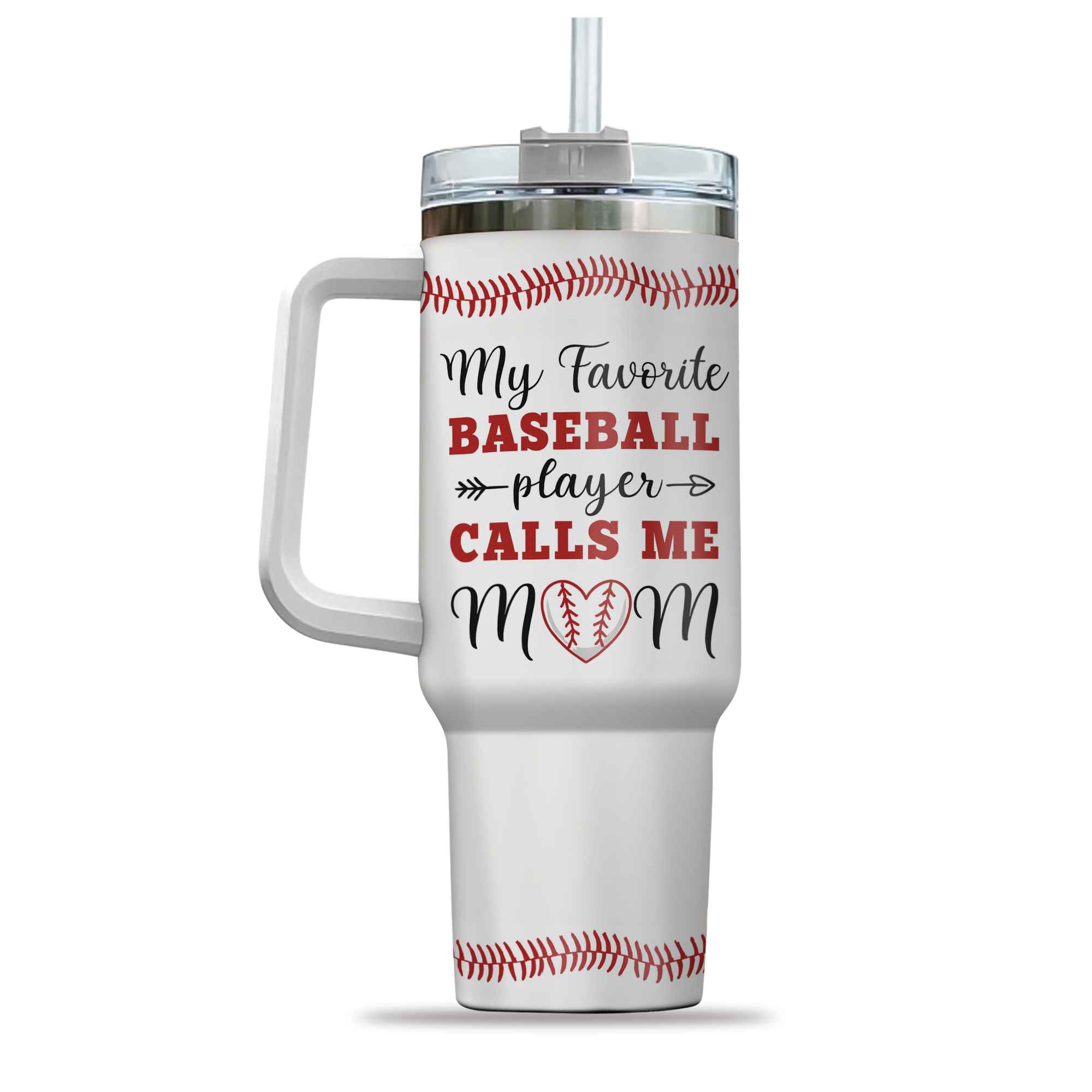 Baseball Mom Gifts Birthday Christmas From Kids Friends With Handle Tumbler 40oz 4