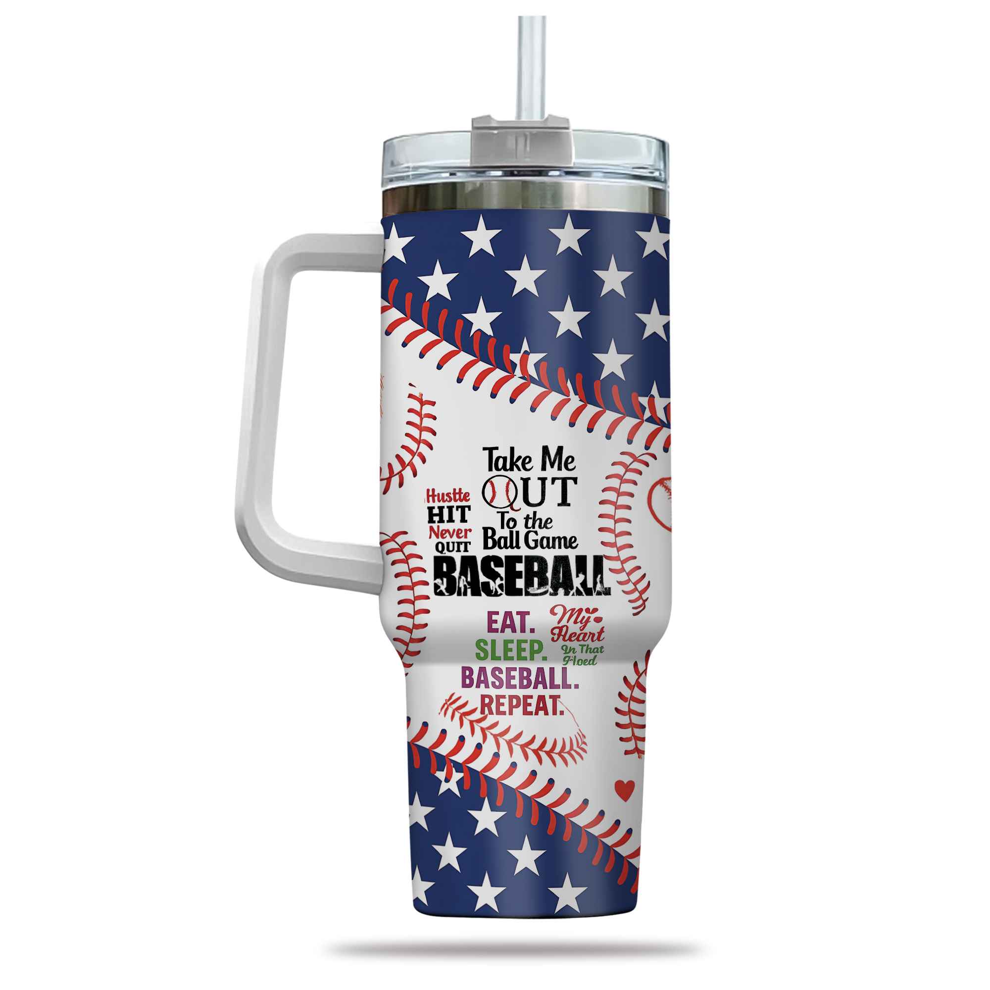 Baseball Stainless Steel Insulated Travel Tumbler Gift for Mom Dad Coach Fan Sport Lovers Tumbler 40oz