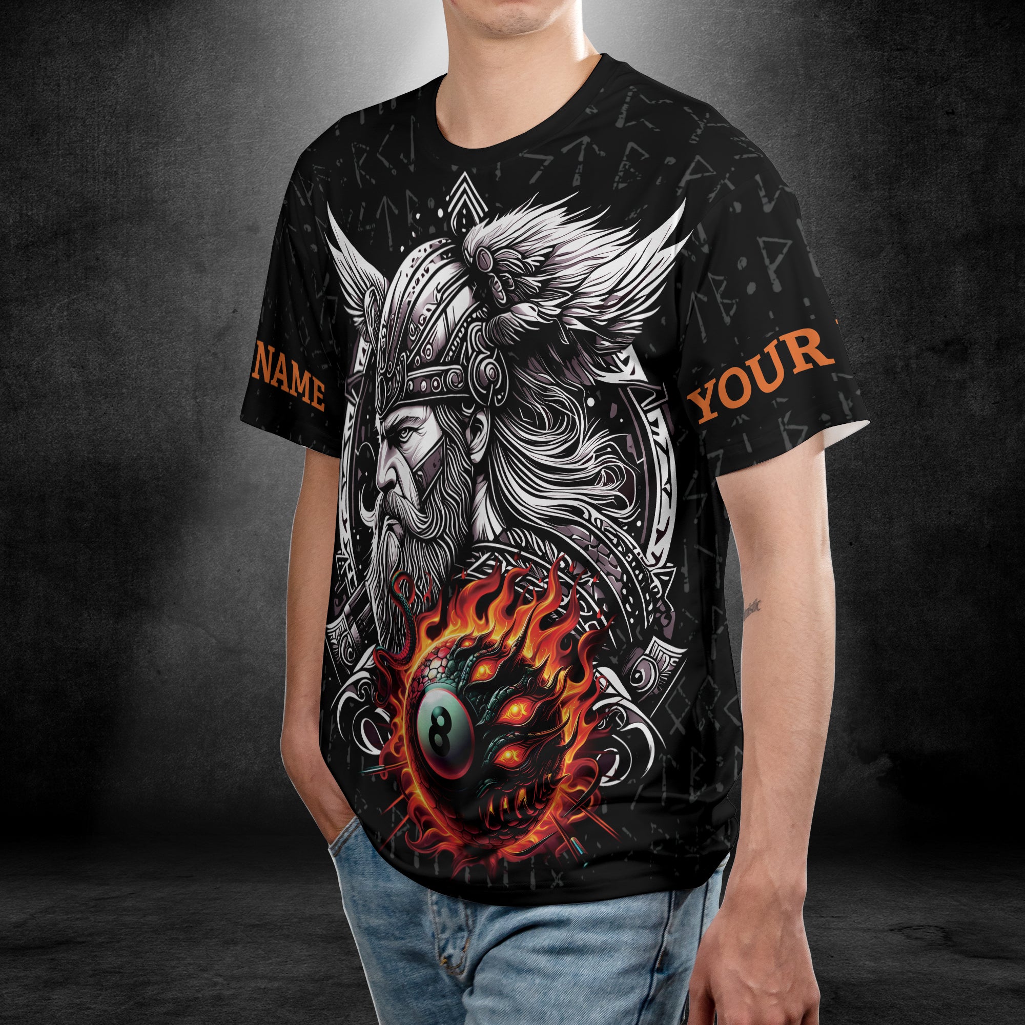 Viking Warrior Billiards T-Shirt 3D 6