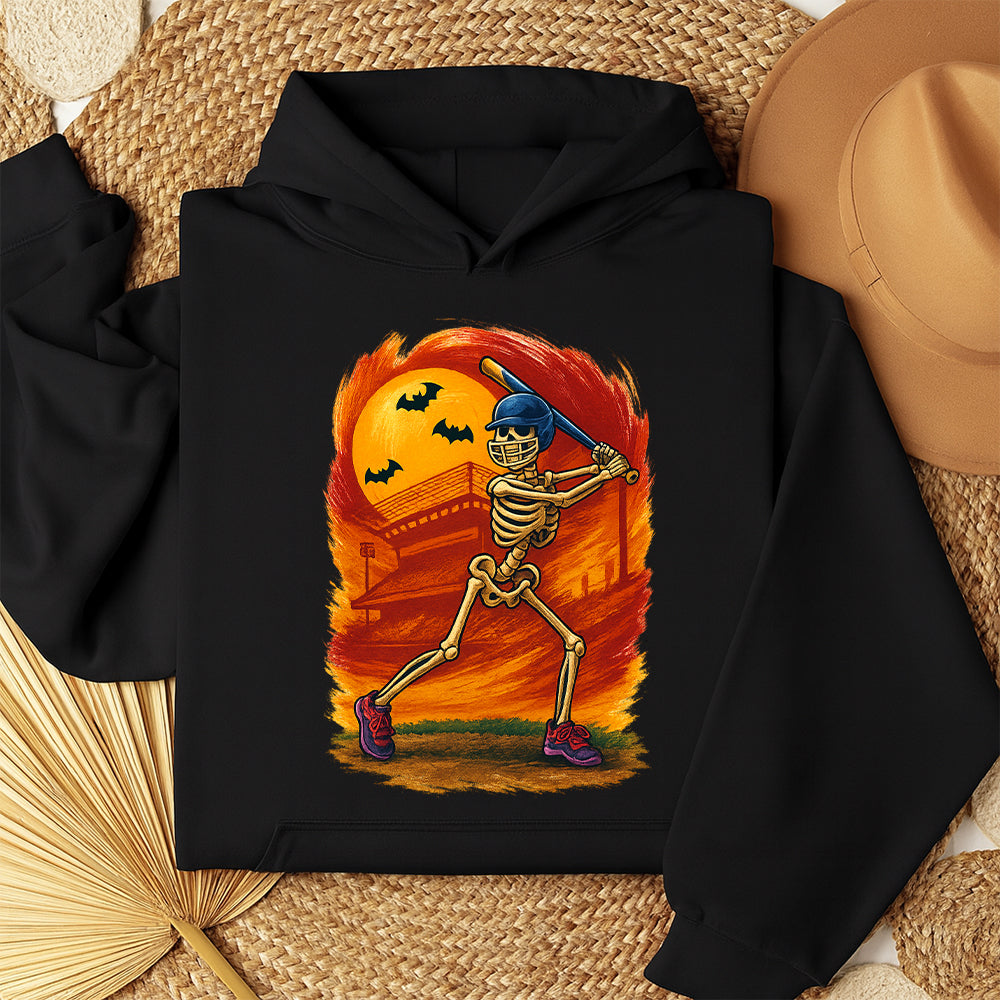 Funny Halloween Baseball Skeleton Plays Baseball, Gift for Baseball Lovers Hoodie