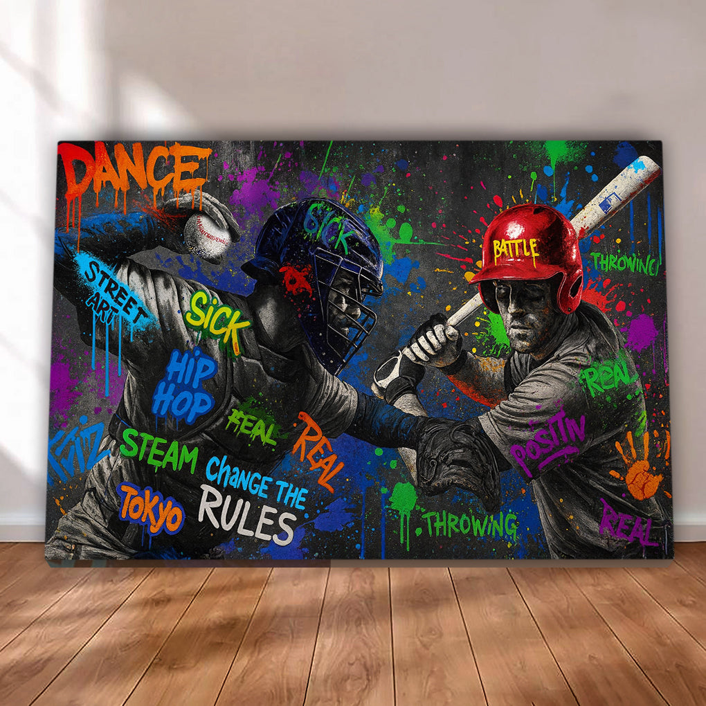 Abstract Street Baseball Graffiti Wall Art Teenager Sports Graffiti Canvas Print Modern Painting for Living Room Bedroom Baseball Canvas 5