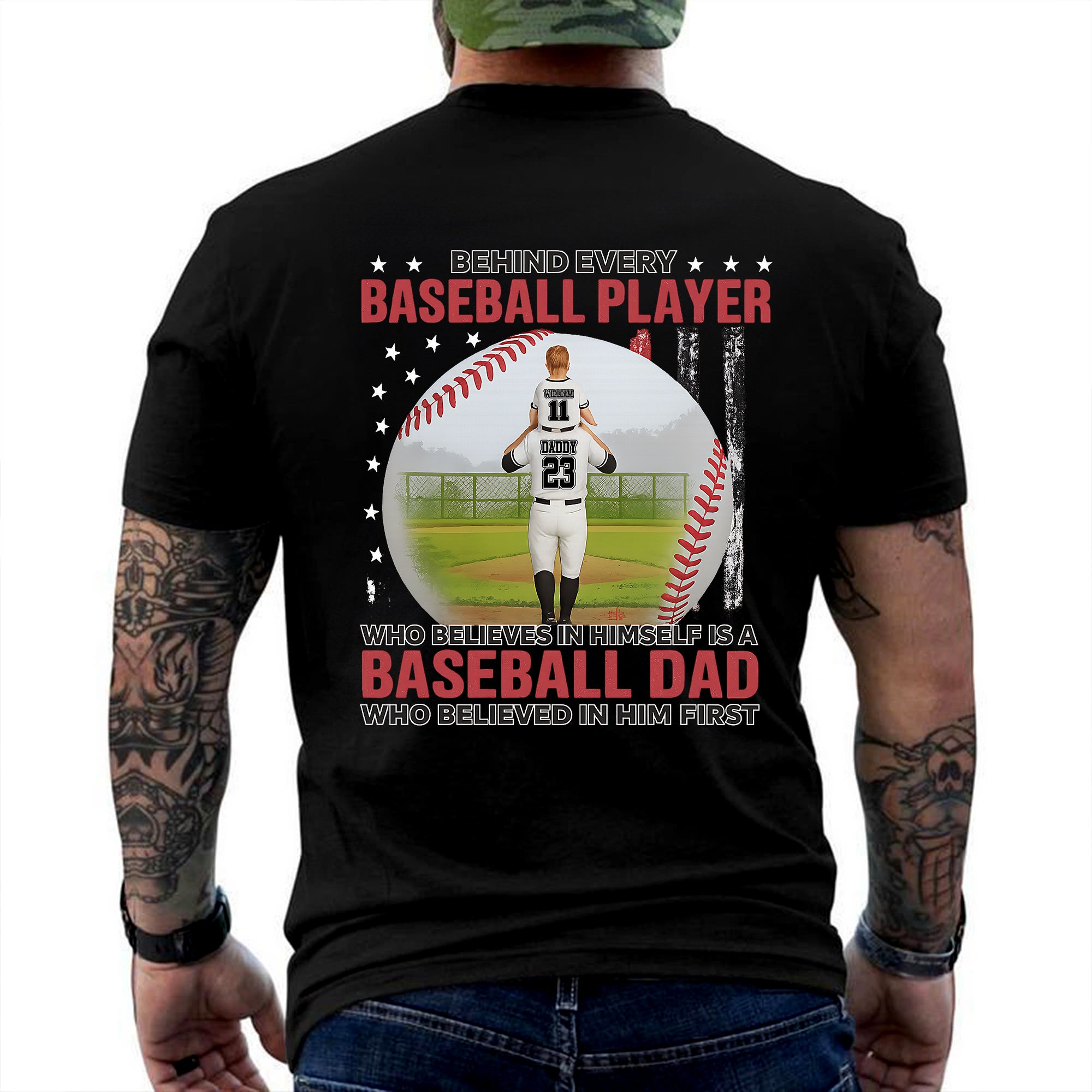 Behind Every Baseball Player Is A Dad Personalized T-Shirt 5