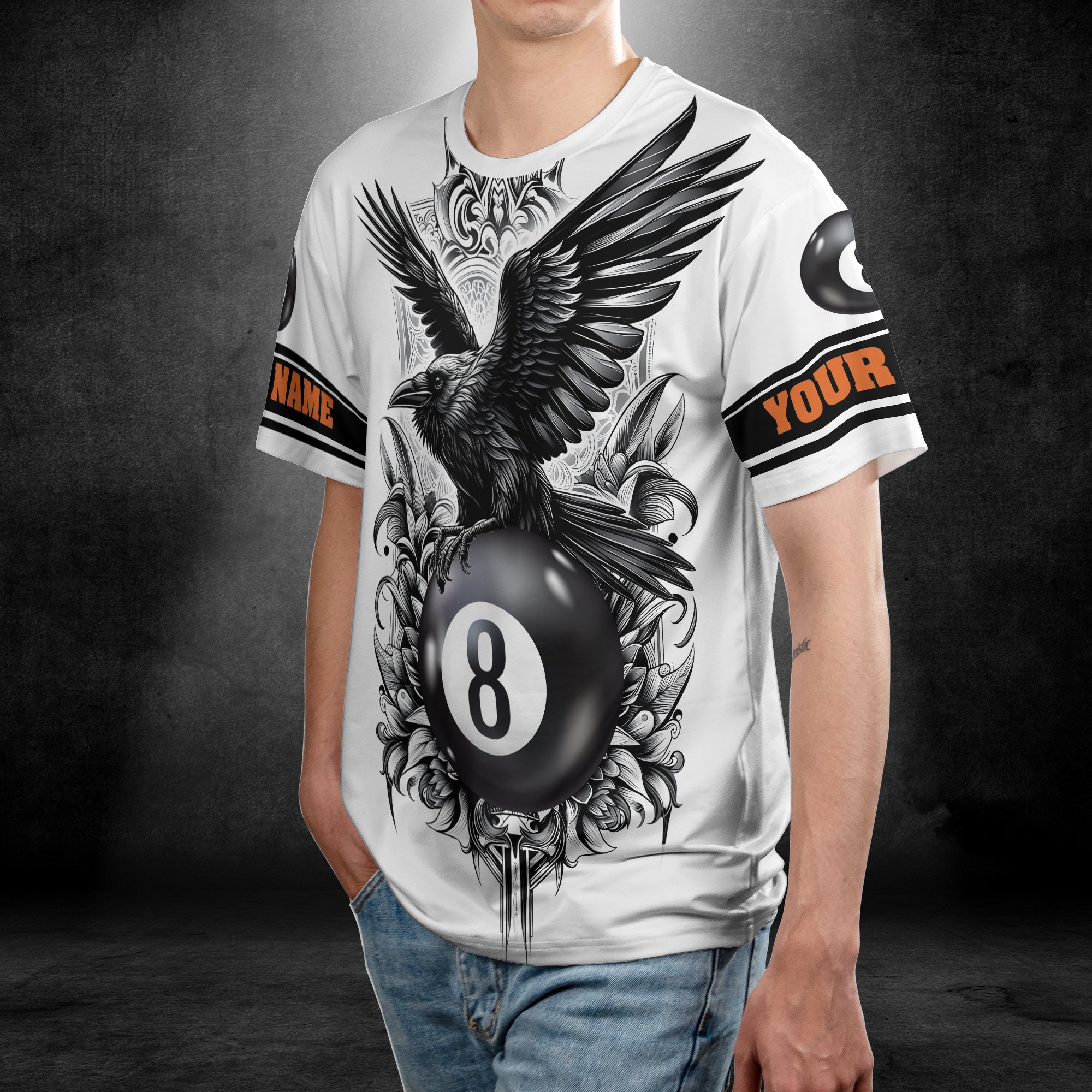 Eagle Billiard Fire Flame Custom Billiard T-shirt 3D 5