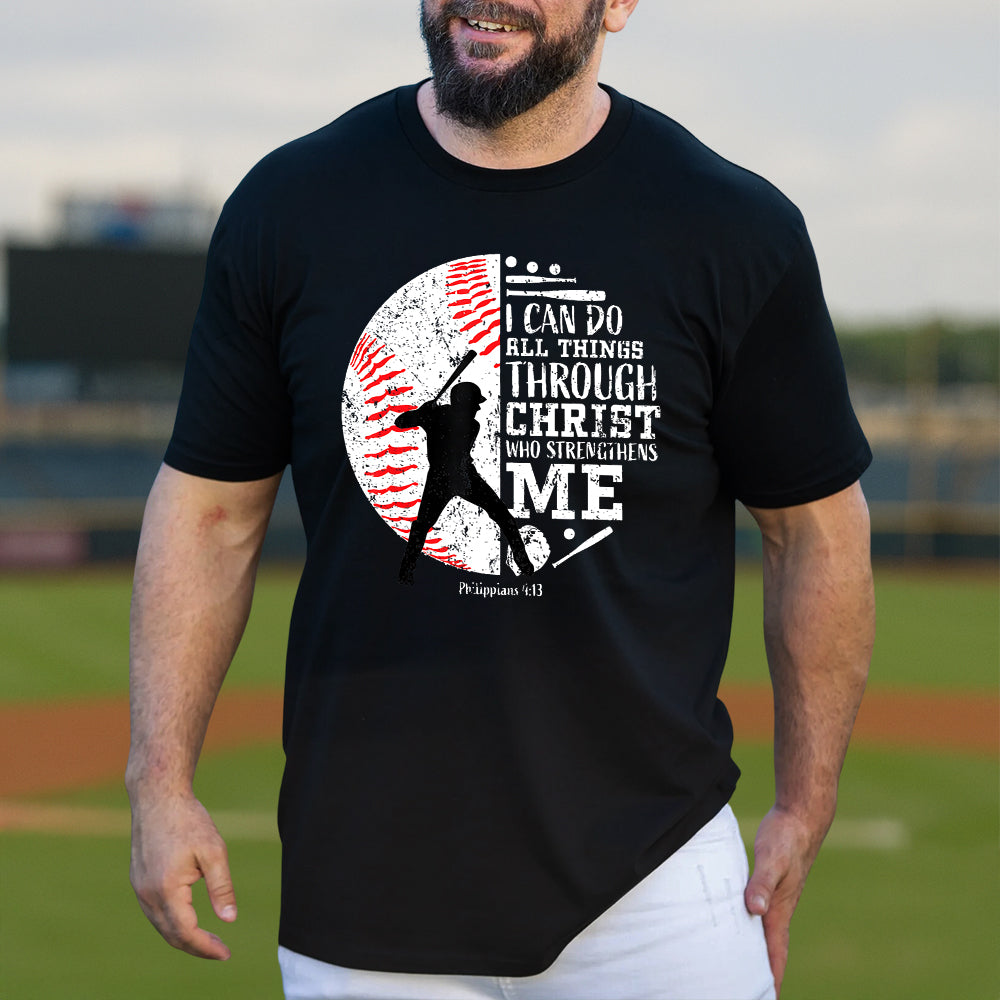 Cool Baseball Player Christian Bible Verse Faith Inspirational Scripture Gift for Men & Boys T-Shirt