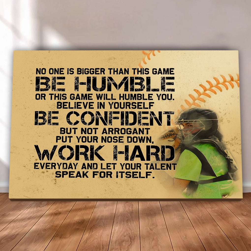 Custom Photo No One Is Bigger Than This Game Be Humble Baseball Canvas Wall Art