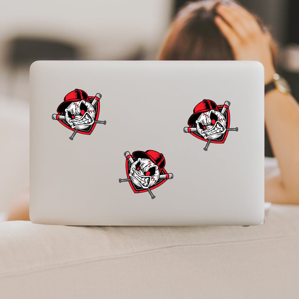 Angry Baseball Face with Bats – Cool Sports Design, Waterproof Vinyl Sticker 3